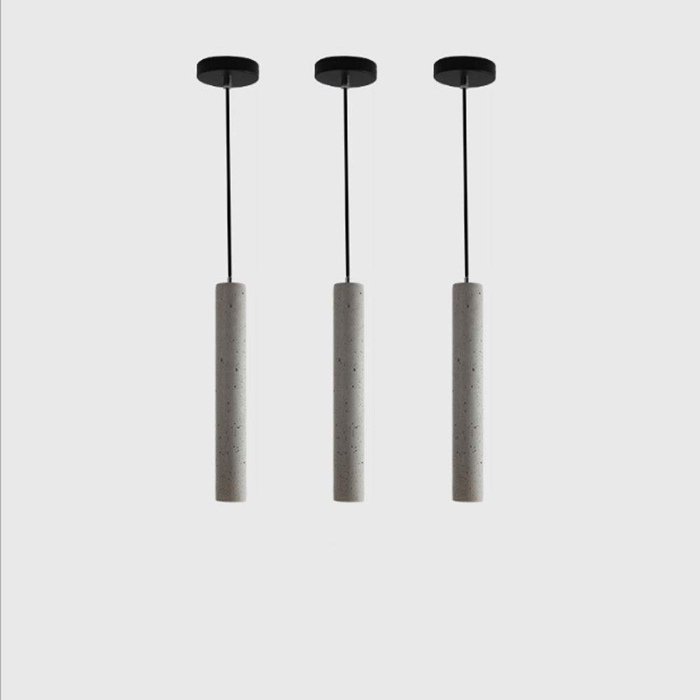 3 Pack LED Concrete Hanging Pendant Lights - Modern Round Tube Chandelier for Kitchen Island, Dining Room & Bar Lighting - Industrial Retro Ceiling Light Fixtures with Cement Finish - Perfect for Farmhouse, Loft & Commercial Spaces Decor