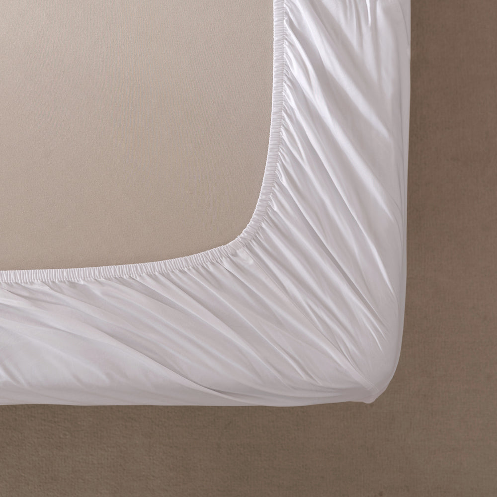 Premium 400 Thread Count Casey Cotton Fitted Sheet - White King Size (40cm Deep Pocket) for Luxurious Bedroom Comfort