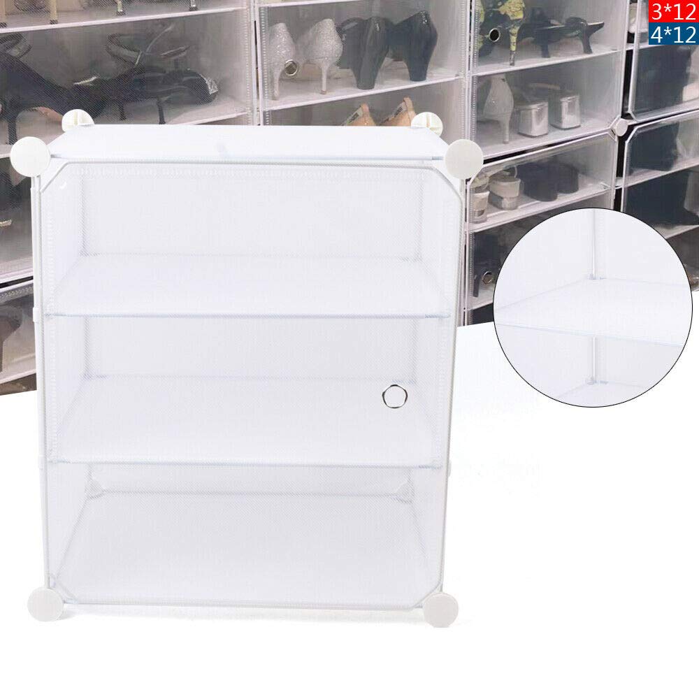 TFCFL 3-Tier Shoe Storage Organizer with 12 Drawers - Waterproof PP Shoe Rack Shelf Unit for Closet & Entryway Organization - Perfect for Storing Sneakers, Sandals & Boots (White)