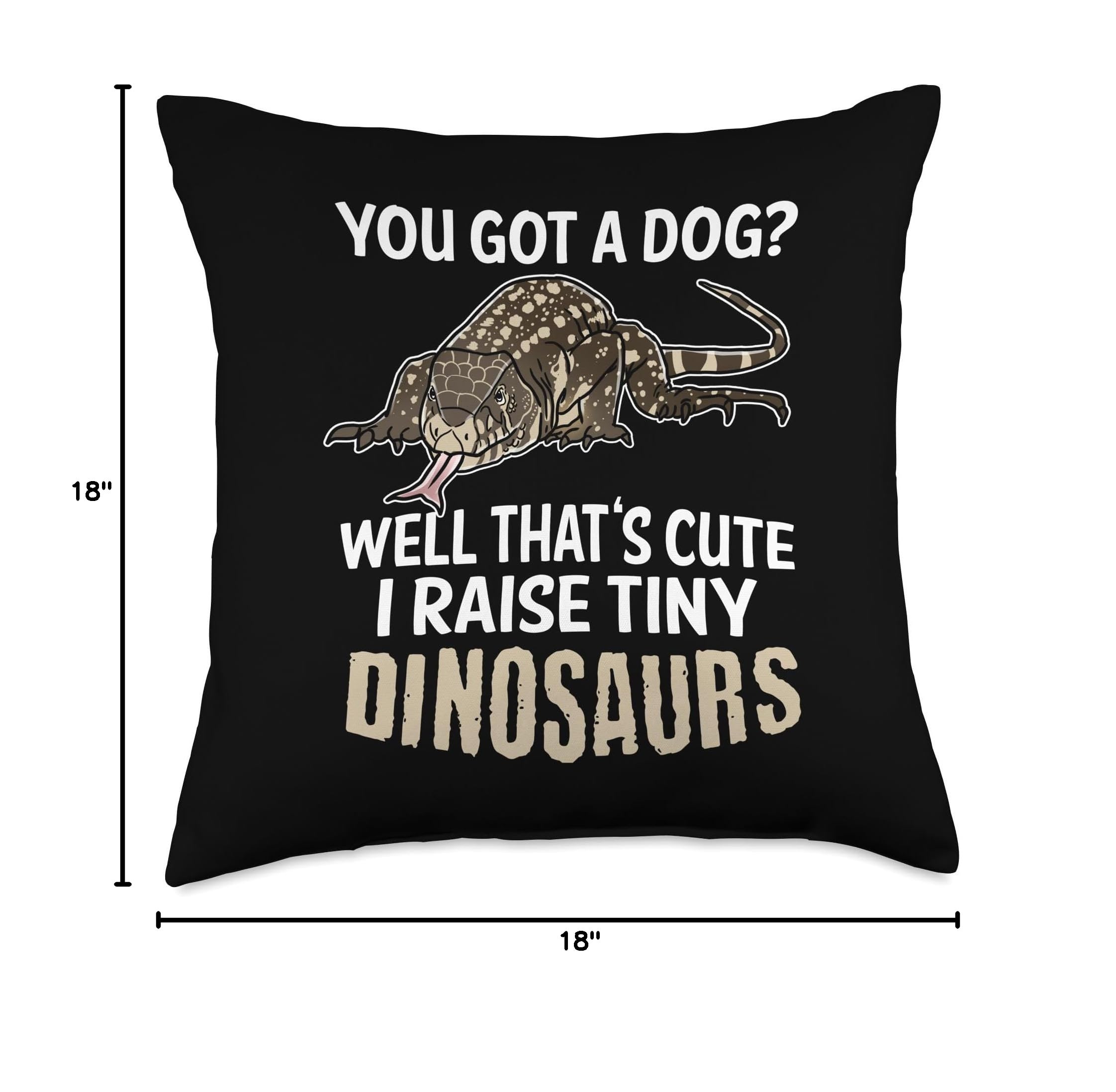 Funny Tegu Lizard Throw Pillow 18x18 - Reptile Lover Gift for Home Decor