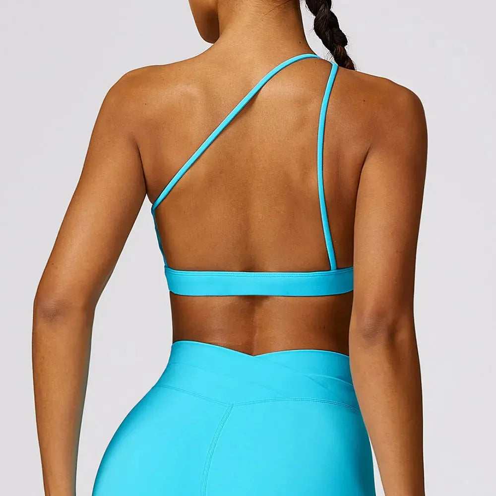 Sexy Sports Bra for Women - High Stretch Comfort One Shoulder Workout Top | Gym, Running, Yoga & Fitness Push Up Bra | Perfect for CrossFit, Dance & Activewear