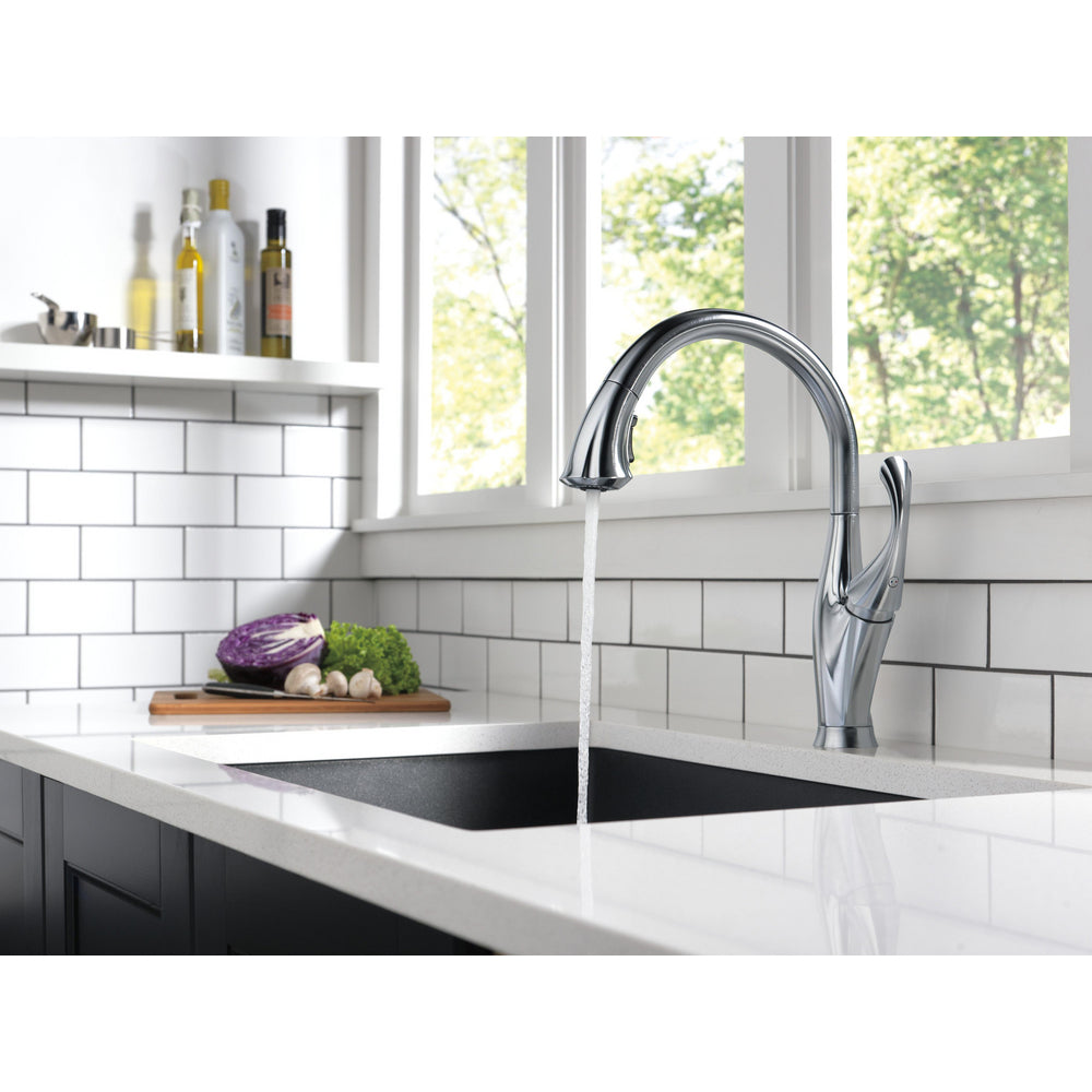 Delta Addison 9192-AR-DST Stainless Steel Pull-Down Kitchen Faucet with Sprayer - Modern Arctic Finish for Sink & Cooking Use