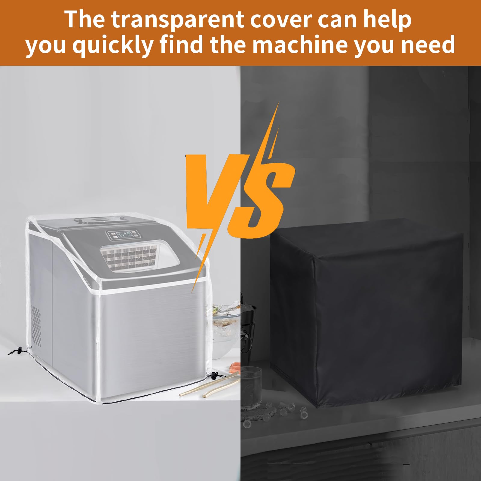 **PVC Ice Maker Cover - Dustproof & Waterproof Protective Shield for Portable Ice Machines, Ice Cube Makers & Countertop Appliances - Ideal for Home, Garage, Office & Outdoor Use**