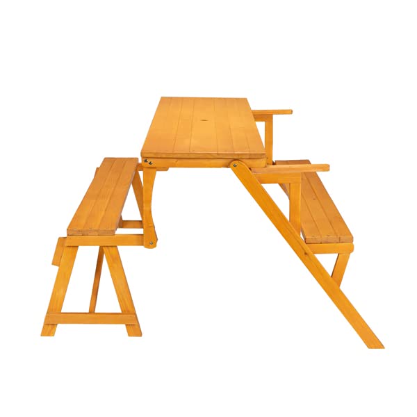 2-in-1 Convertible Outdoor Wooden Picnic Table and Garden Bench - 54.5