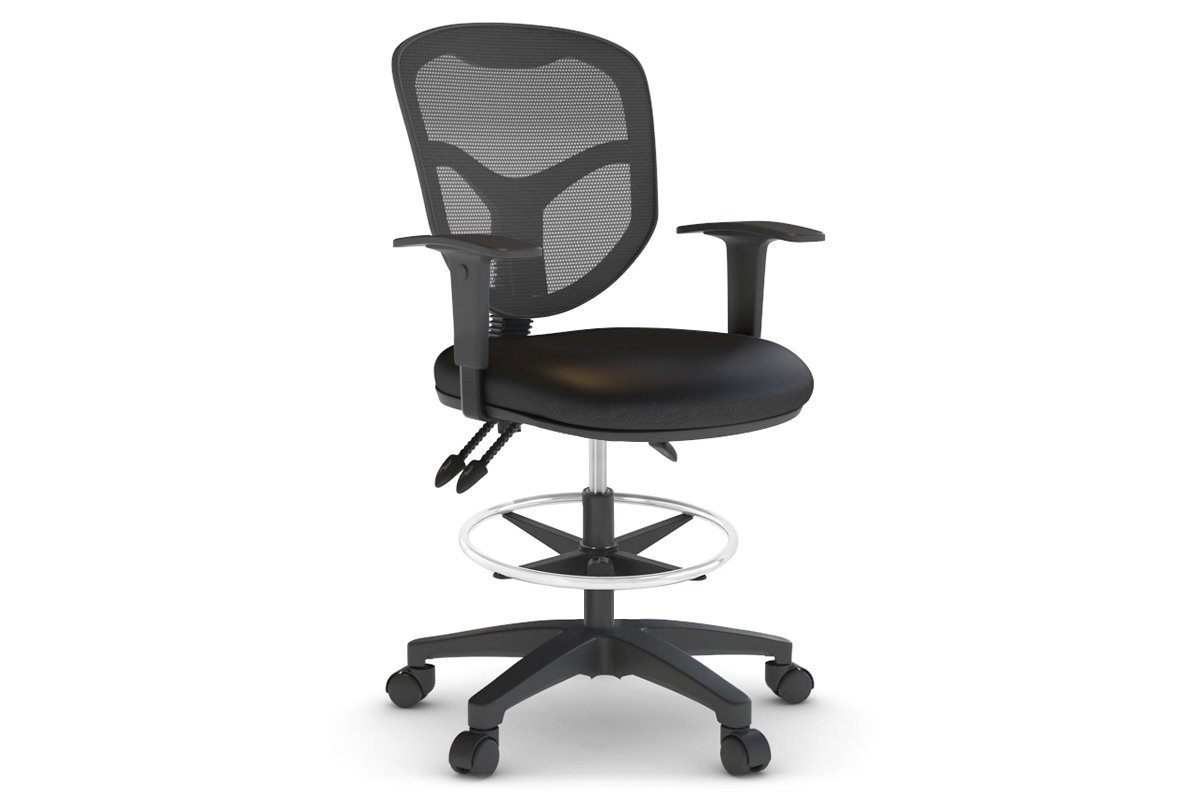 Ergonomic Drafting Chair with Synthetic Leather Seat - Adjustable Height & Lumbar Support for Architects, Artists & Office Workers - Perfect for Drawing, Drafting & Long Work Sessions