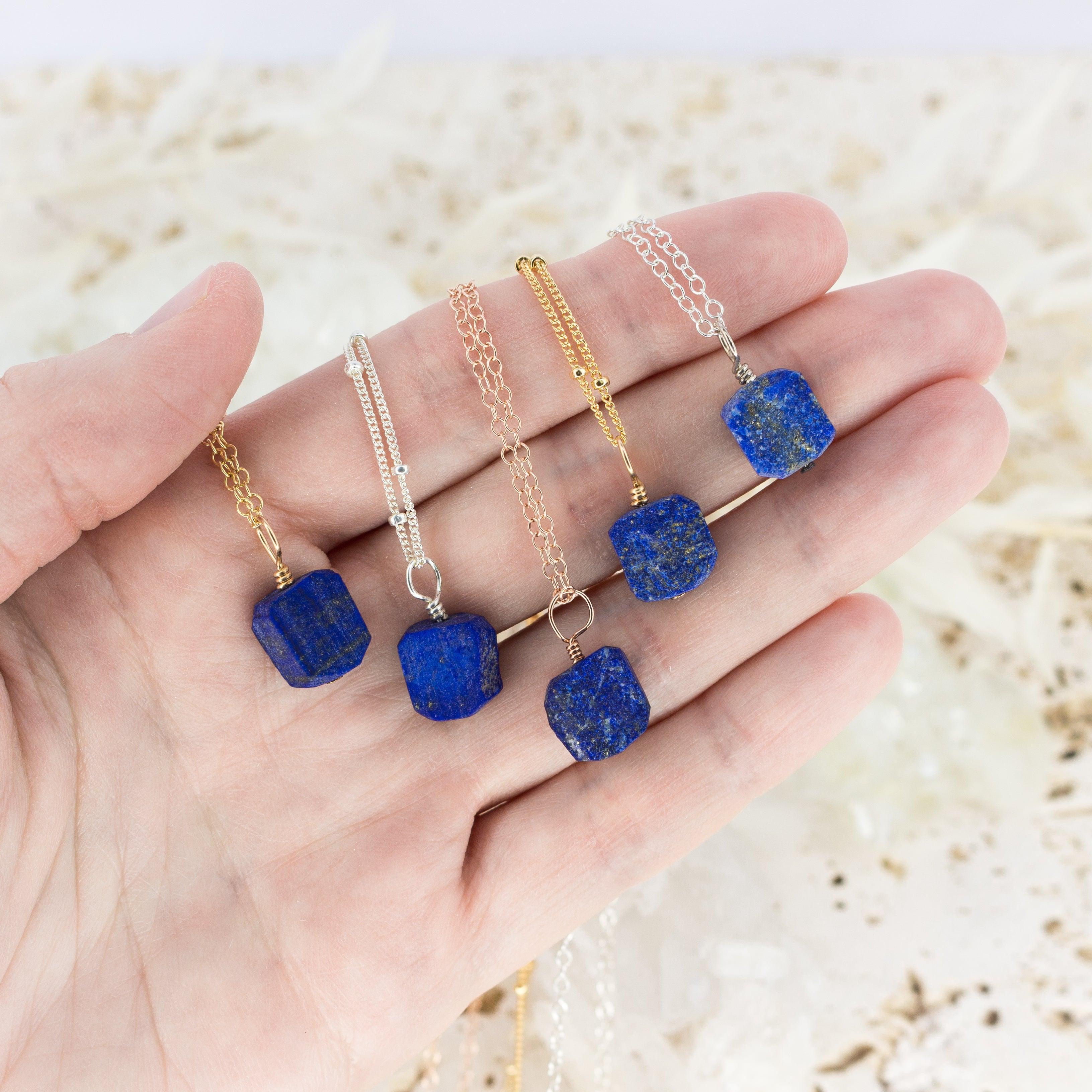 Tiny Rough Lapis Lazuli Gemstone Pendant Choker Necklace - Natural Blue Stone Jewelry for Women, Boho Chic Accessory | Perfect for Layering, Gift Giving & Spiritual Healing
