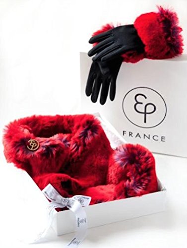 Faux Fur Scarf and Glove Set for Women - Soft Winter Accessories in Rouge Red | Perfect for Cold Weather, Christmas Gifts & Outdoor Activities
