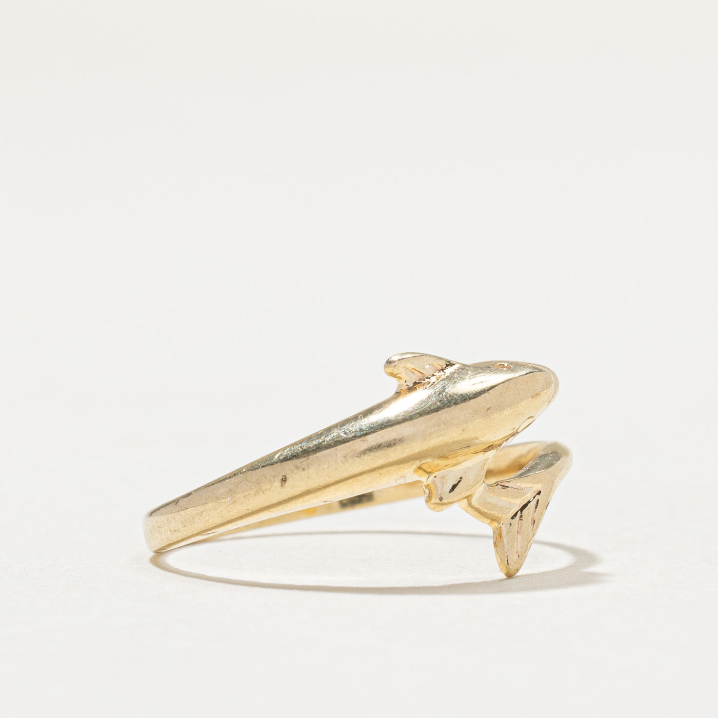 14K Yellow Gold Dolphin Bypass Ring - Size 5.75 | Elegant Ocean-Themed Jewelry for Women, Perfect Gift for Beach Lovers & Marine Life Enthusiasts