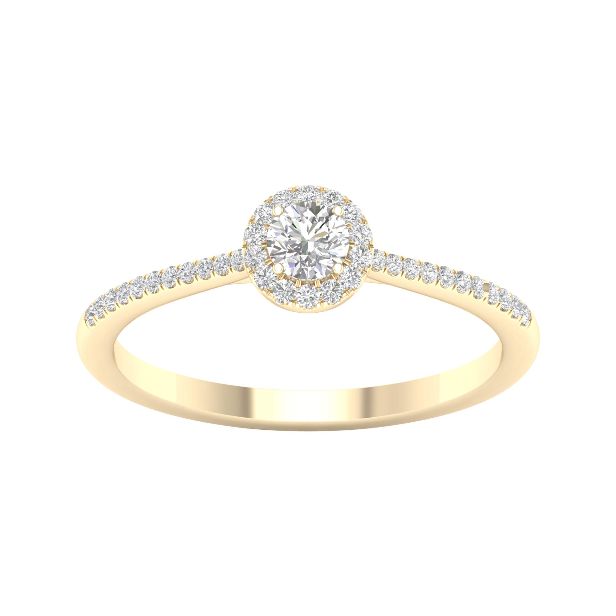1/4ct to 1ct TDW Round Single Halo Diamond Engagement Ring in 10k Yellow Gold - Sparkling Bridal Jewelry for Proposals, Weddings & Anniversaries