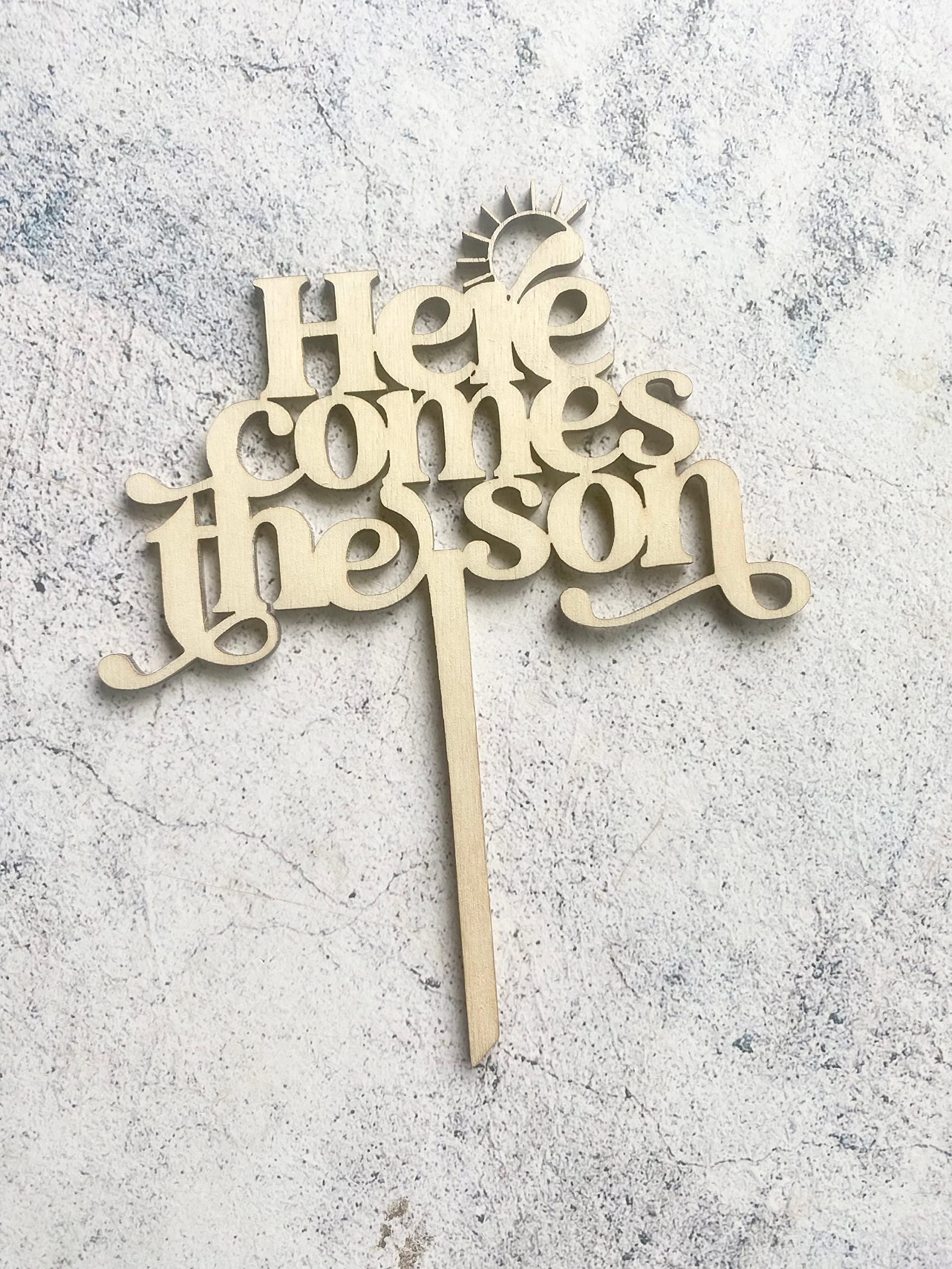 Custom Wooden Cake Topper - Personalized Baby Shower & First Birthday Decor - Beatles Inspired Spring Theme - Perfect for Gender Reveals, Wedding Cakes & Special Celebrations