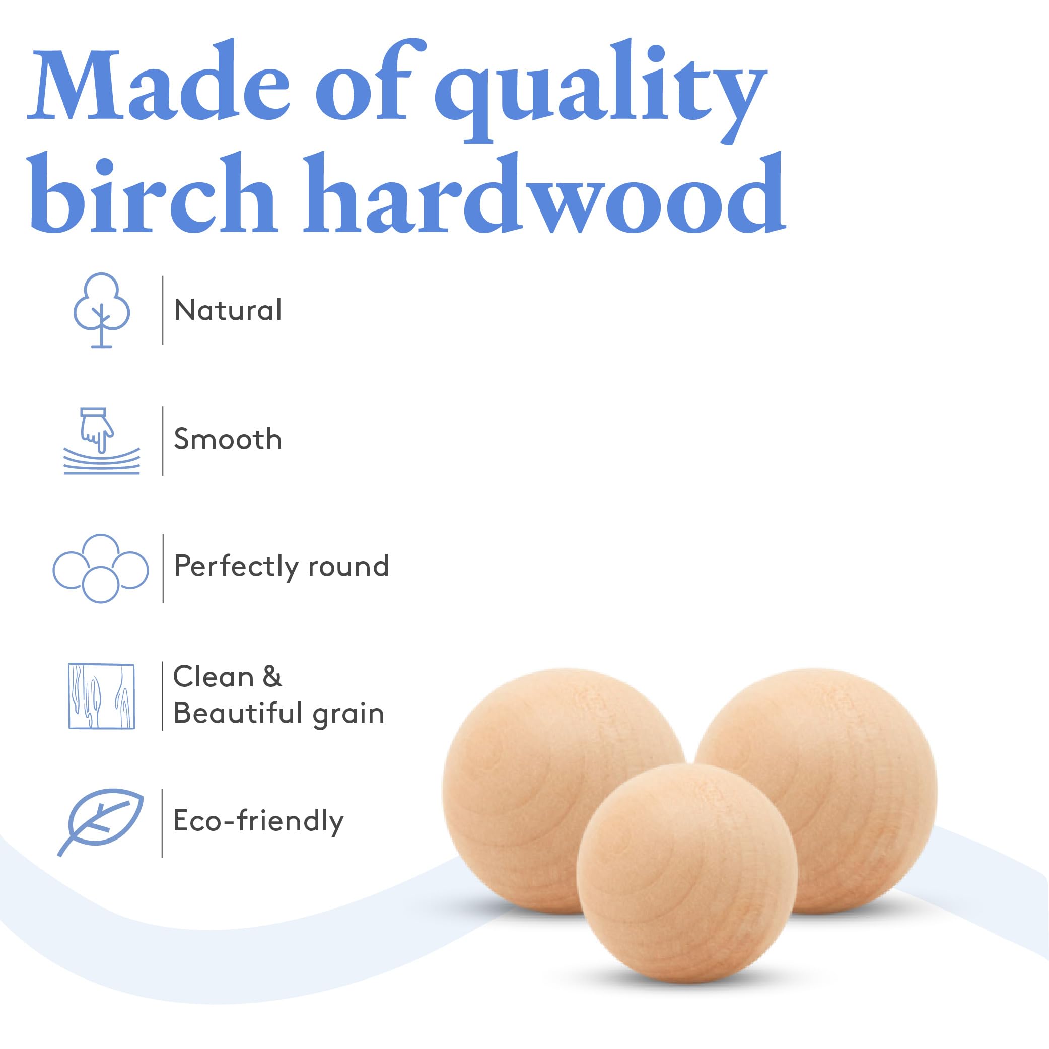 1-1/2 Inch Unfinished Hardwood Birch Wooden Round Balls - Pack of 25 DIY Craft Spheres for Woodworking, Home Decor, Holiday Ornaments & Kids Art Projects (1.5