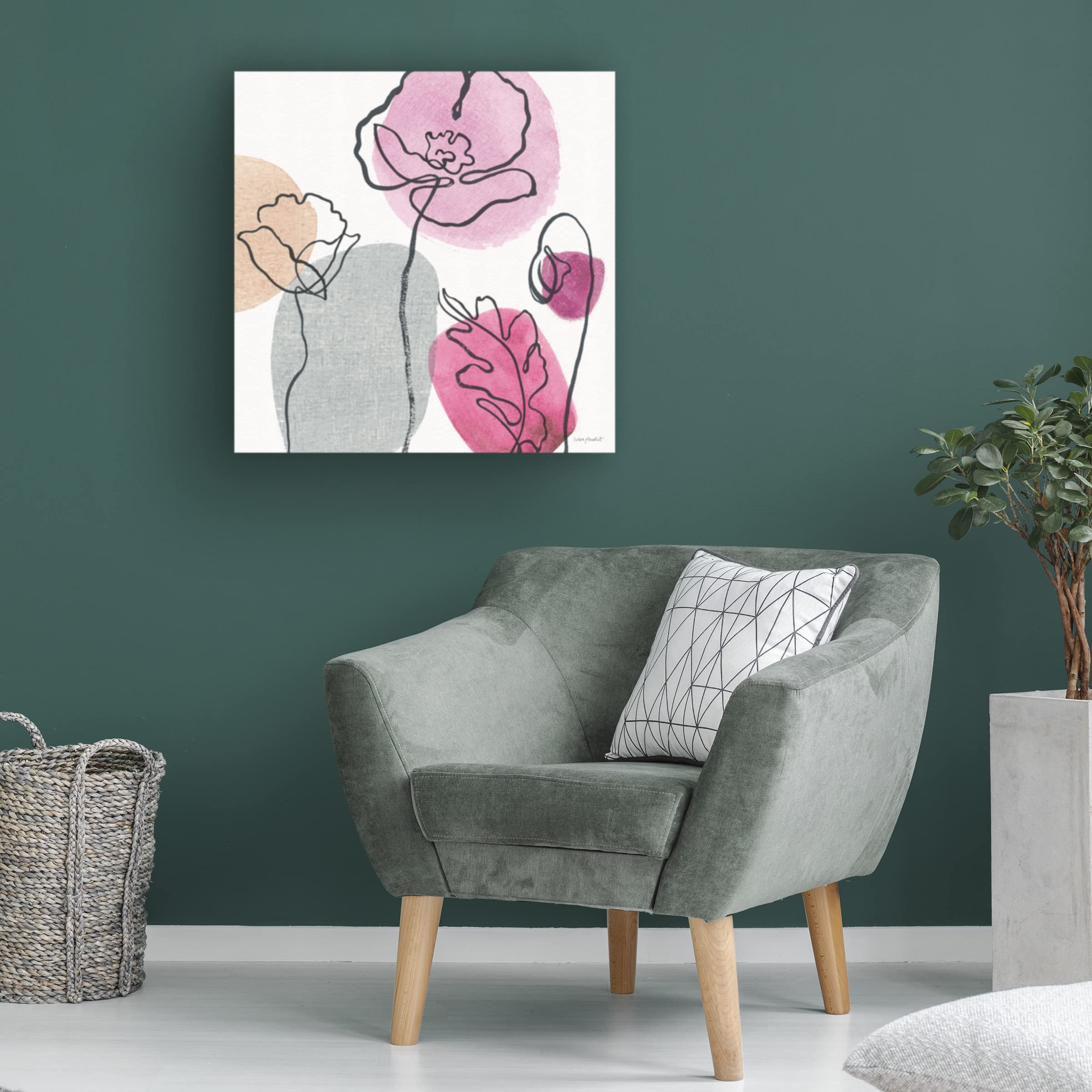 Lisa Audit 'Think Pink 02' Canvas Wall Art Print - Pink Abstract Floral Painting for Living Room, Bedroom & Office Decor - Ready to Hang