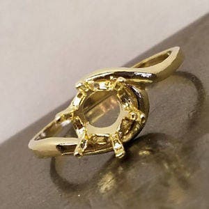 14K Solid Gold Crescent Ring Blank - 4mm 14mm Round Pre-Notched Shank Setting in White or Yellow Gold (Size 5,6,7,8) - Perfect for Jewelry Making, DIY Crafting & Custom Engagement Rings