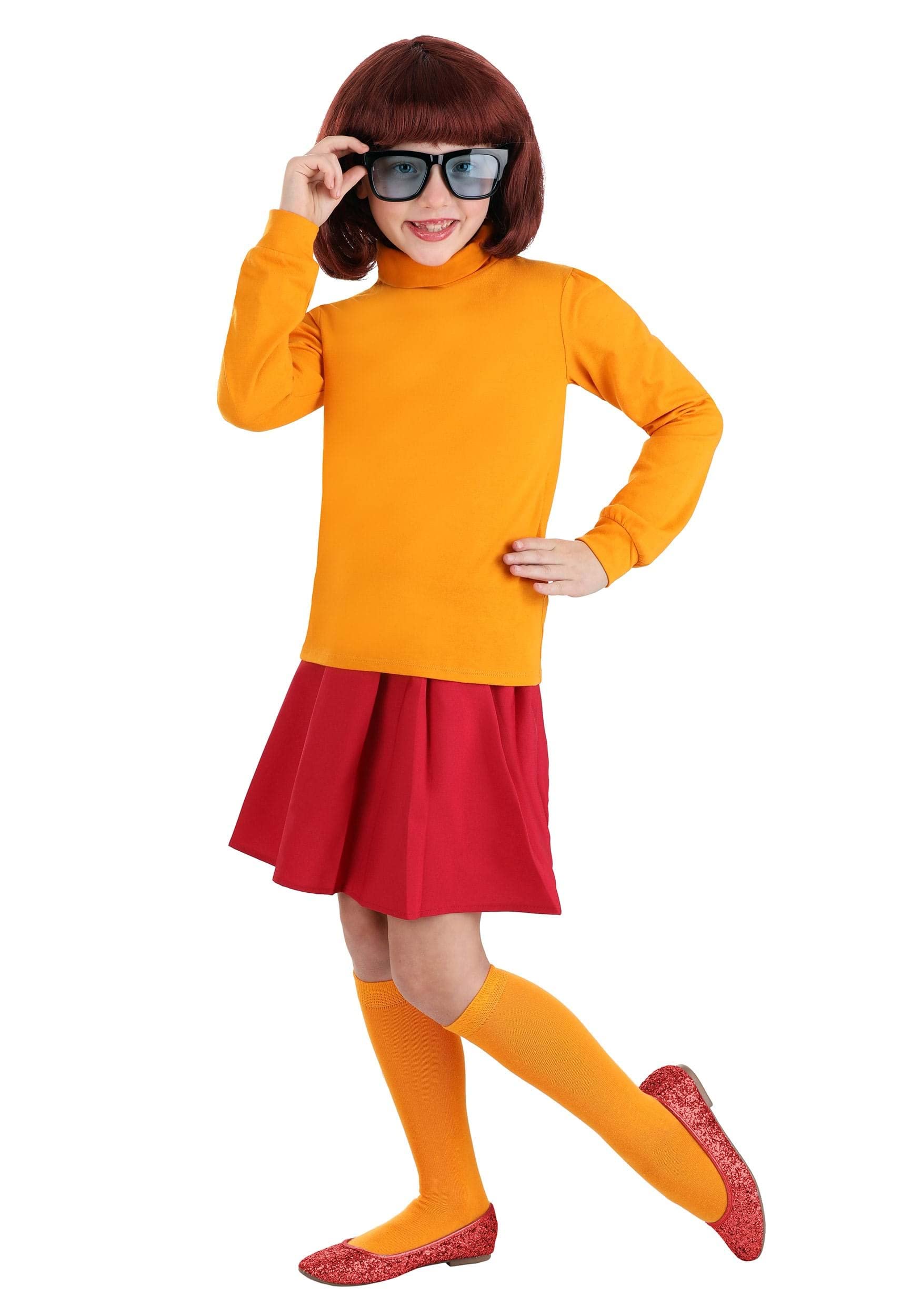 Scooby Doo Kids Velma Costume - Halloween Dress Up Outfit for Girls | Mystery Solving & Cosplay Party Wear
