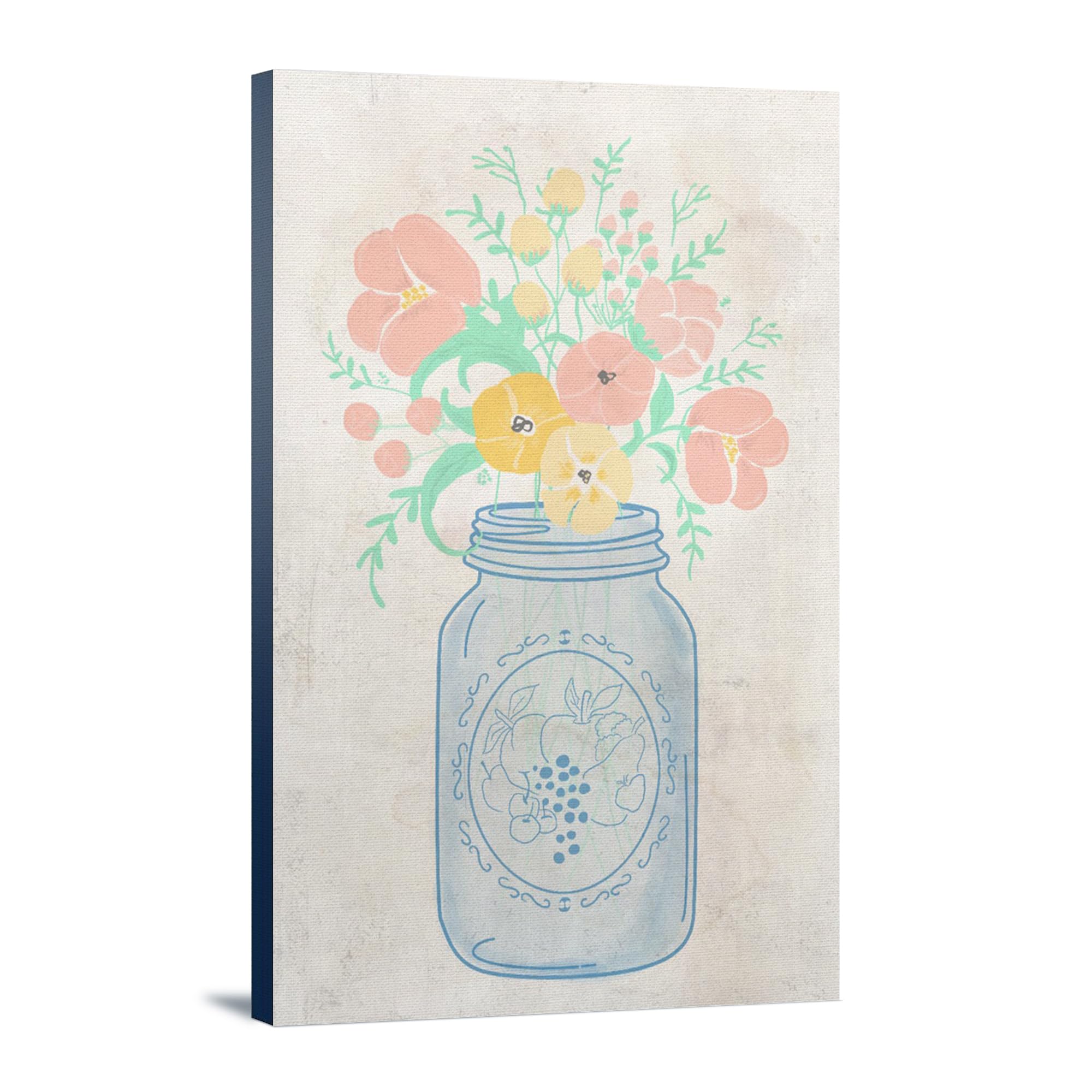 Lantern Press Mason Jar Wall Art - 12x18 Wrapped Canvas Print for Farmhouse & Rustic Home Decor - Perfect for Living Room, Bedroom or Kitchen Decoration