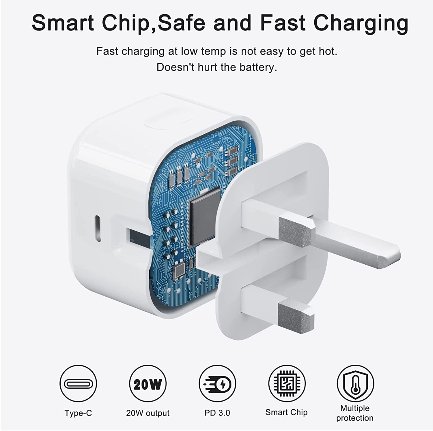20W USB-C Fast Charger for iPhone 14/13/12/11/X/8 & iPad | PD Quick Charger with Cable | Compatible with iPhone 14 Pro Max/Plus/Pro & More | Perfect for Home, Office & Travel Charging