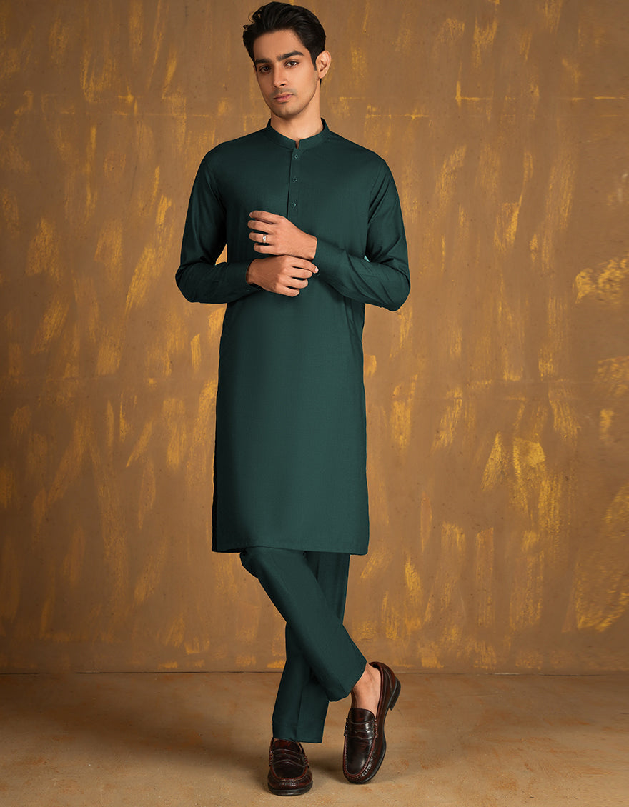 Premium Blended Green Unstitched Suit by J. Junaid Jamshed - Elegant Pakistani Formal Wear for Weddings & Special Occasions
