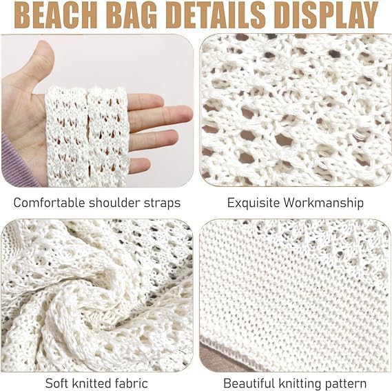 Stylish Crochet Tote Bags for Women - Handmade Summer Beach Bag, Bohemian Knit Purse for Travel, Shopping & Picnics