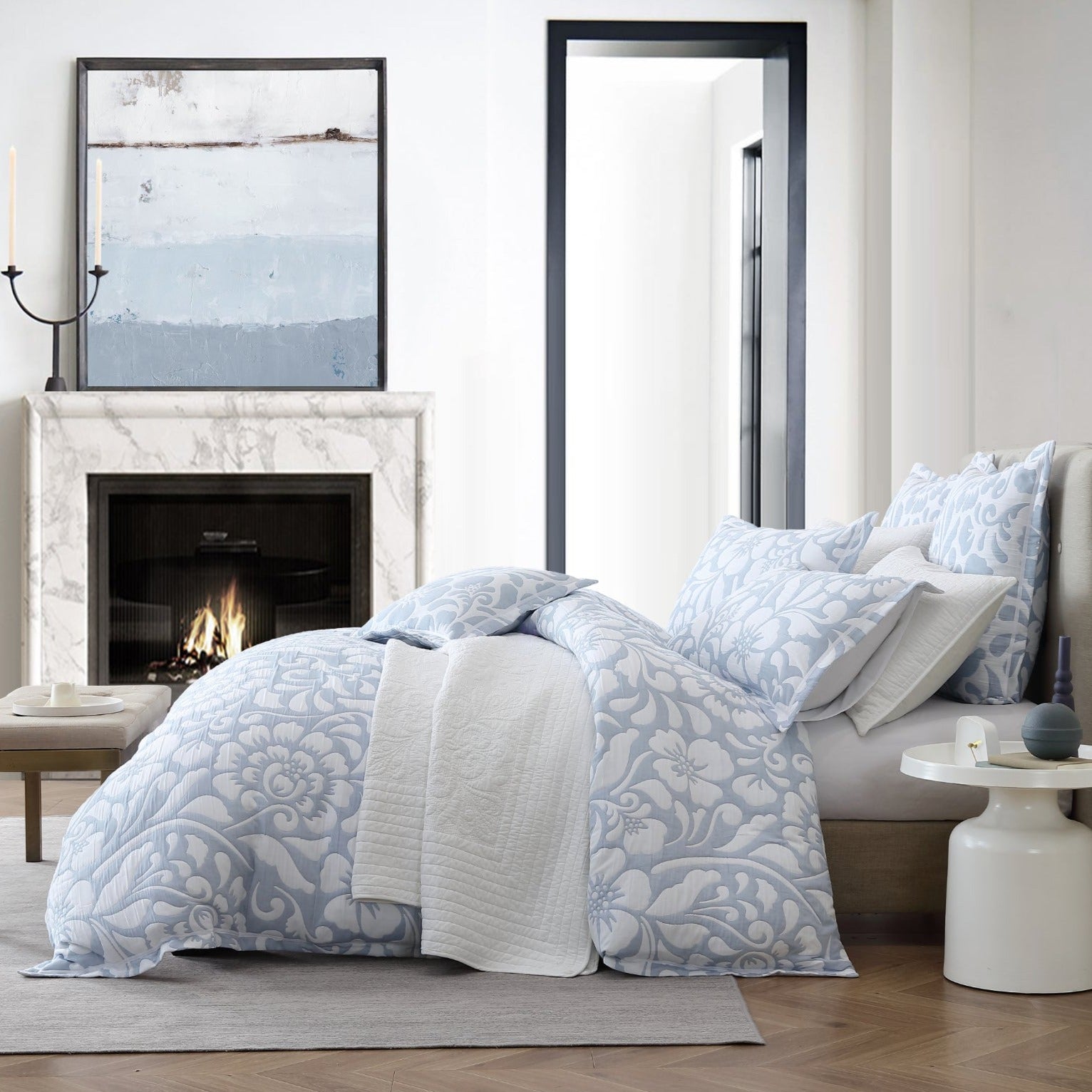 Private Collection Eleanor Sky Quilt Cover Set - Luxury Bedding for Master Bedroom & Guest Room - Soft Breathable Cotton Queen/King Size