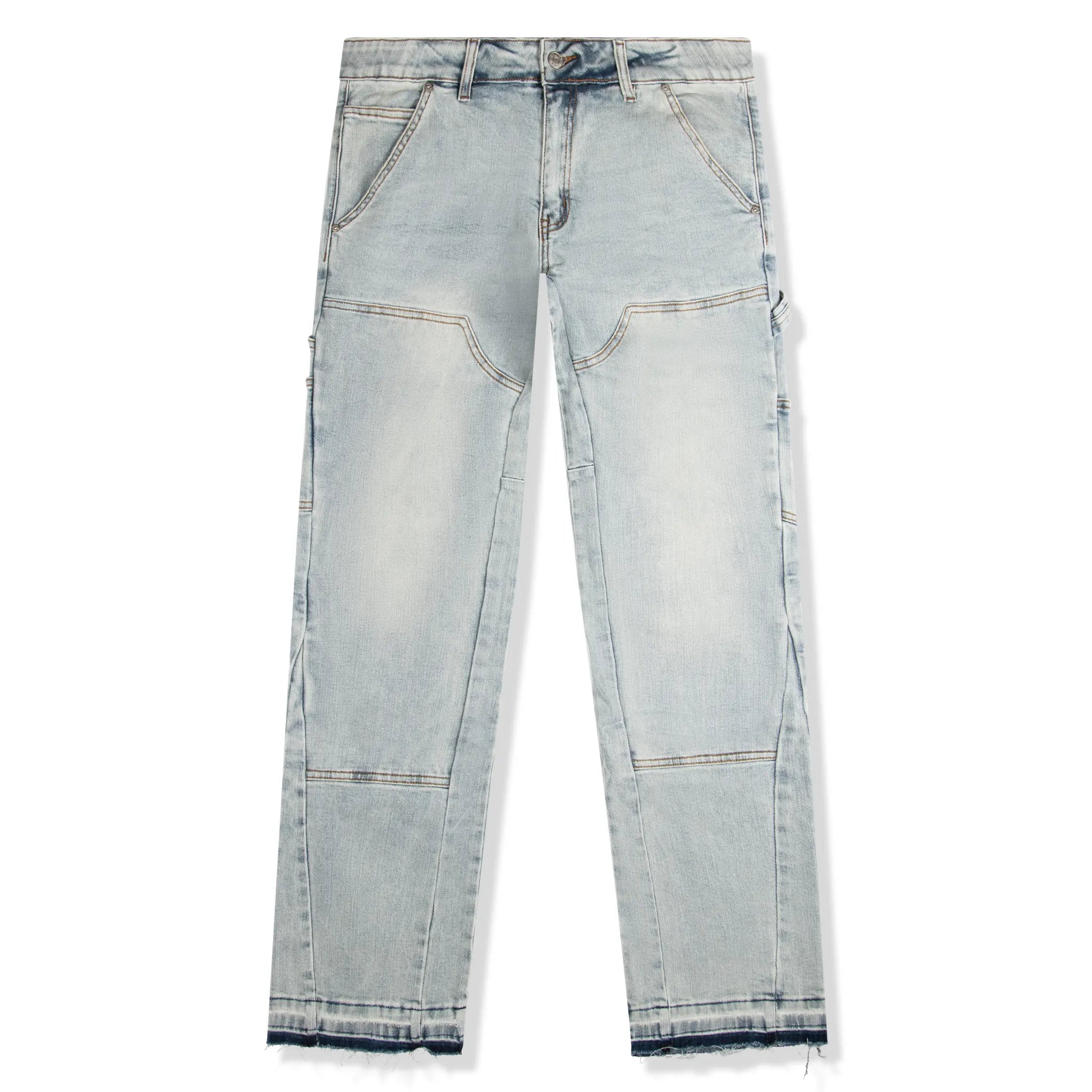 SIARR Men's Carpenter Jeans - Durable Work Pants with Utility Pockets, Classic Blue Denim for Construction & DIY Projects