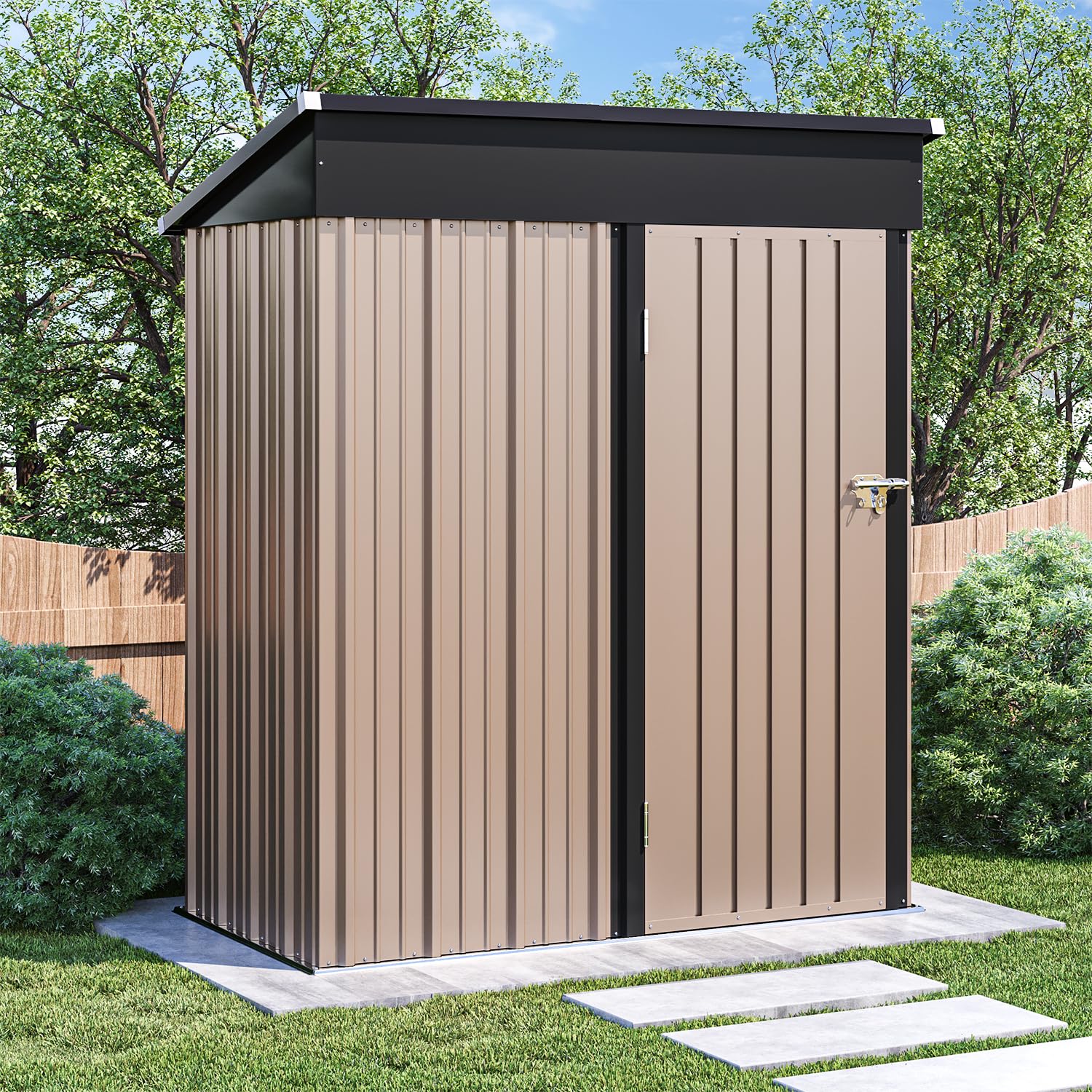 3.0’x4.9’ Outdoor Storage Shed - Heavy Duty Metal Garden Shed for Bikes, Lawn Mowers & Tools - Lockable Door Backyard Storage Shed for Patio, Garage & Yard Organization