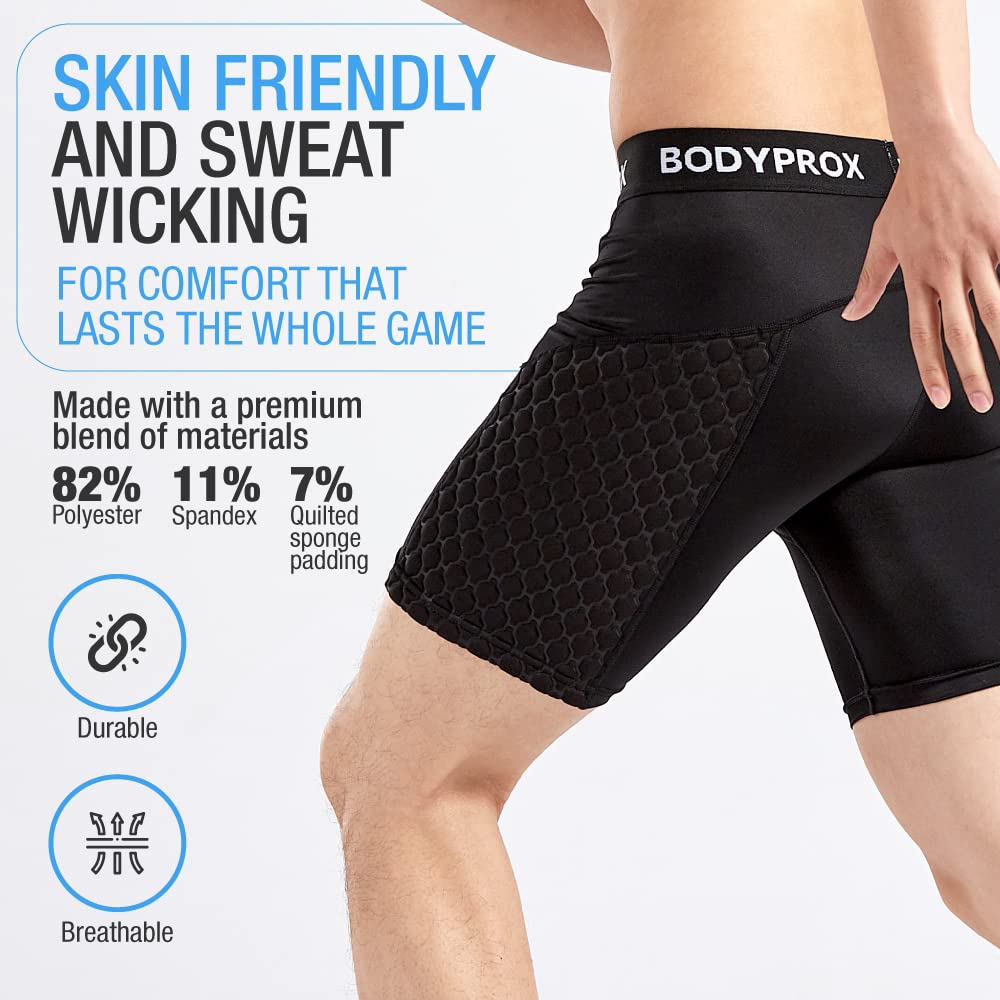 Bodyprox Men's Baseball Sliding Shorts - Compression Padded Slider Shorts for Baseball, Softball & Training - Protective Underwear for Sports & Athletic Activities