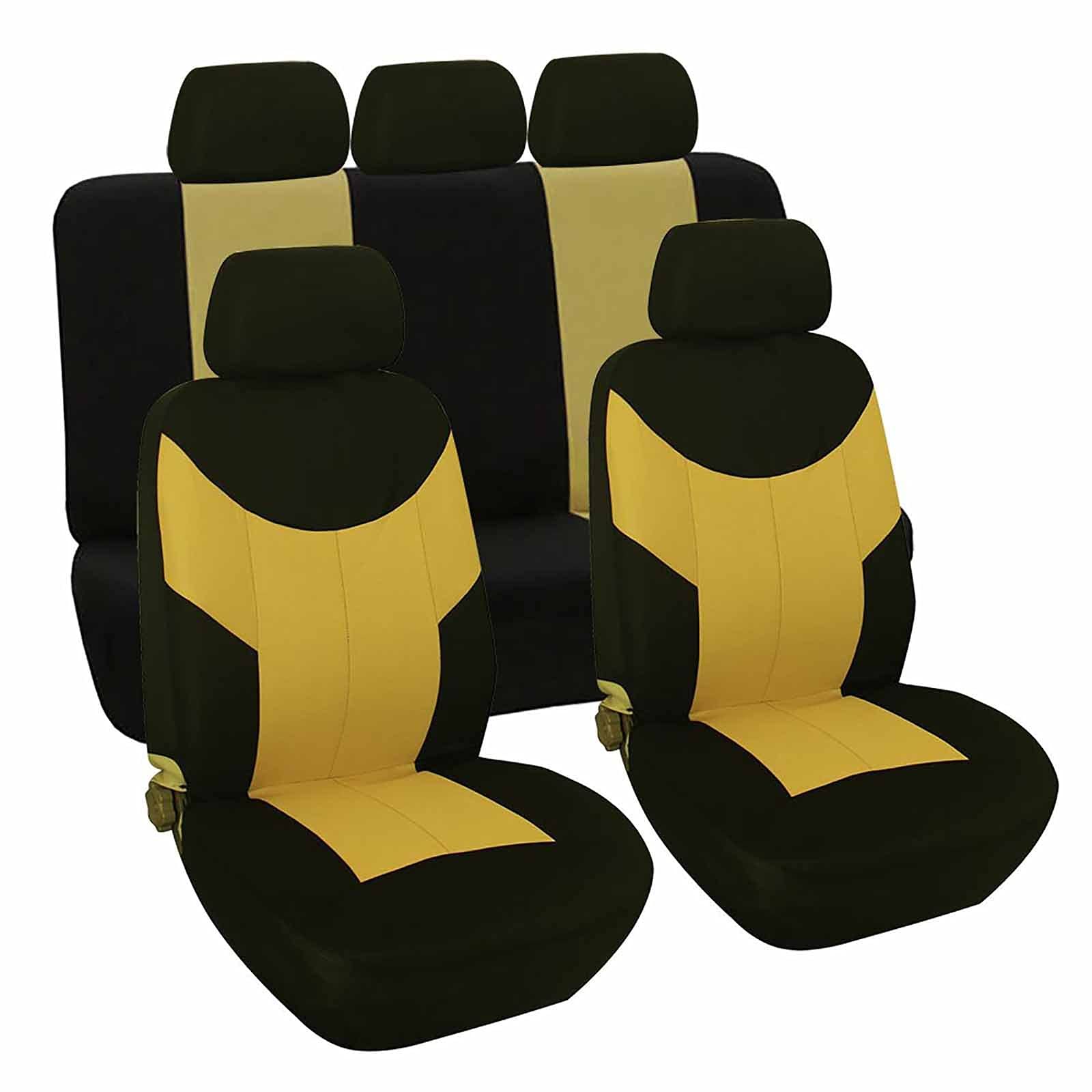 Premium Custom Printed Car Seat Covers Set - Quick Installation, Beige & Black Interior Accessories for Cars, SUVs & Trucks - Perfect for Road Trips, Daily Commutes & Family Travel