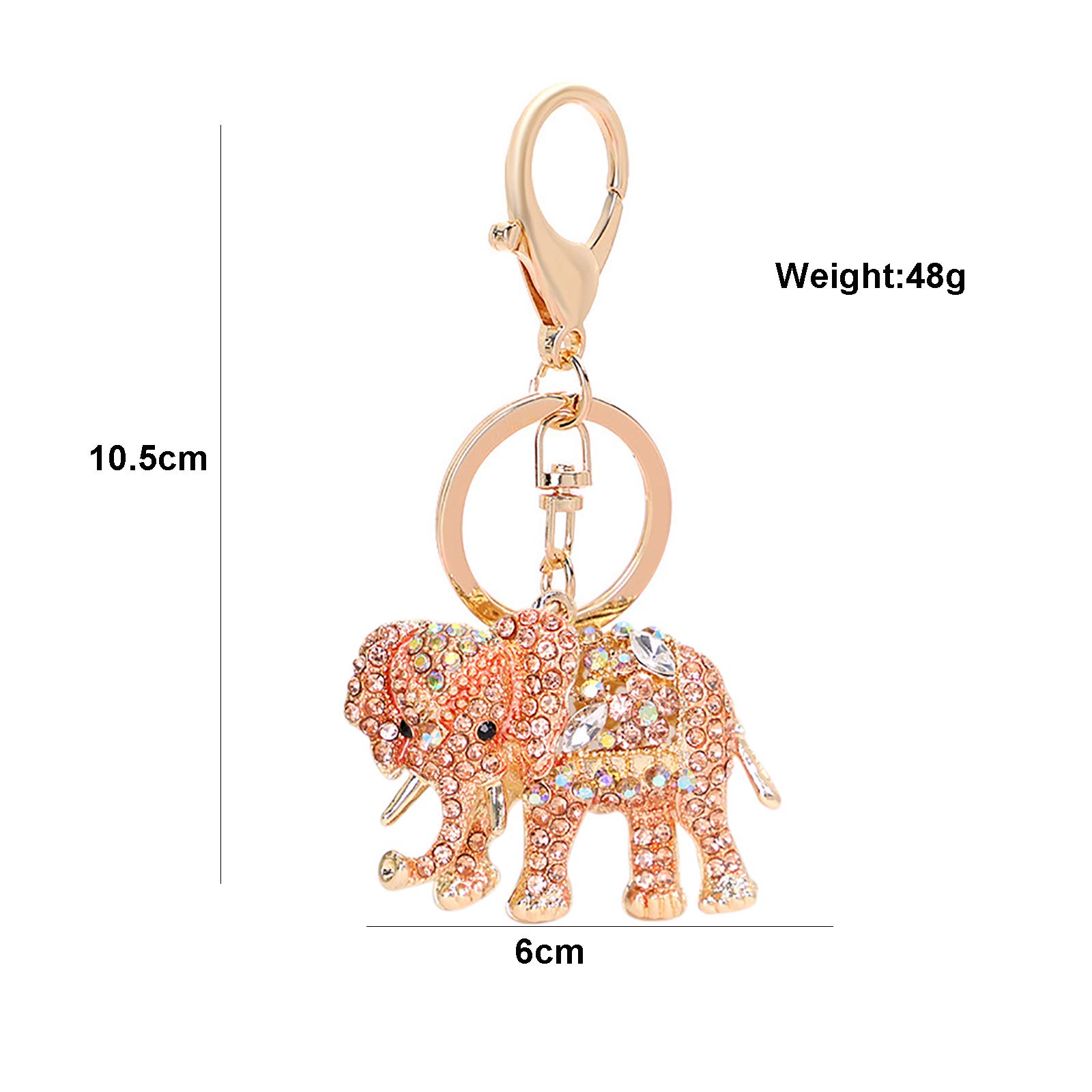 Sparkling Rhinestone Elephant Keychain - Elegant Crystal Key Ring for Women & Girls - Perfect for Purse, Bag, Car Keys & Gifts