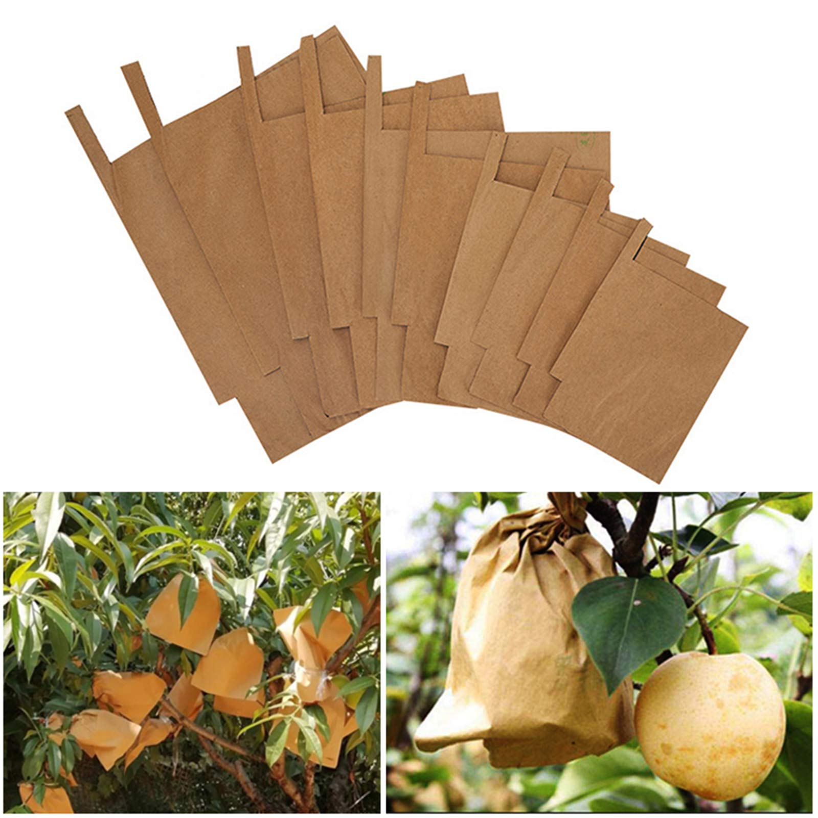 100 Pack Fruit Protection Bags with Wire - Breathable Pulp Paper Garden Plant Covers for Apples, Pears, Peaches - Protect Fruits, Flowers & Vegetables from Pests & Birds (Ideal for Organic Gardening & Orchard Use)
