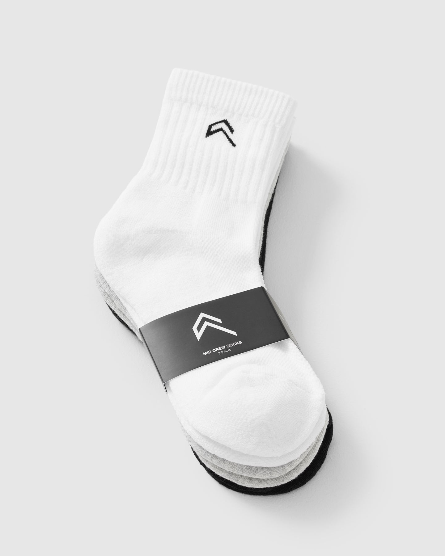 Mid Crew Socks 3 Pack - Grey, White & Black | Comfortable Athletic Socks for Men & Women | Perfect for Running, Gym & Everyday Wear