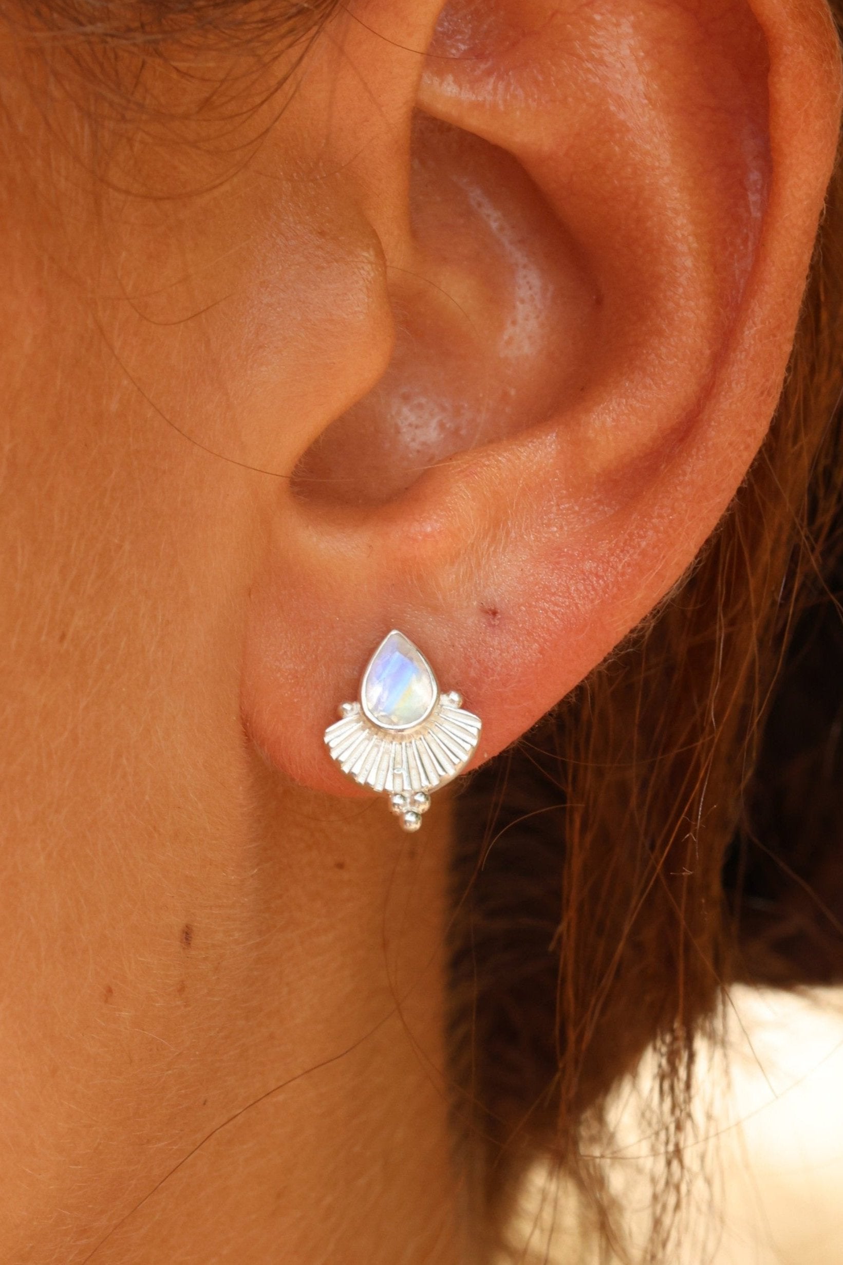 Venus Moonstone Silver Earrings – Elegant Sterling Silver Dangle Earrings with Genuine Moonstone Gemstone | Perfect for Weddings, Date Nights & Boho Jewelry Lovers