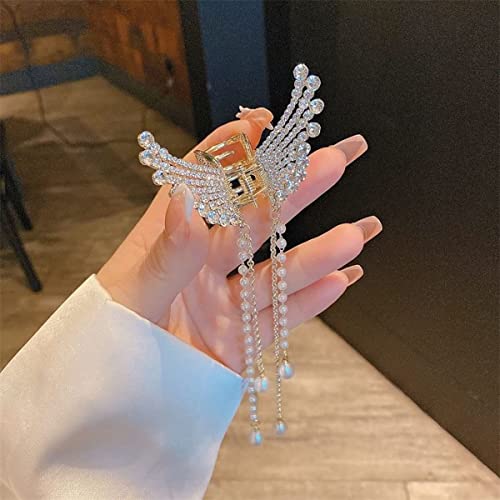 Unique Pearl Hair Clips for Women & Girls - 1PC Elegant Stone Hair Accessories, Wedding Butterfly Claw Clip Hair Clutcher - Perfect for Bridal, Prom, Party & Everyday Hairstyles