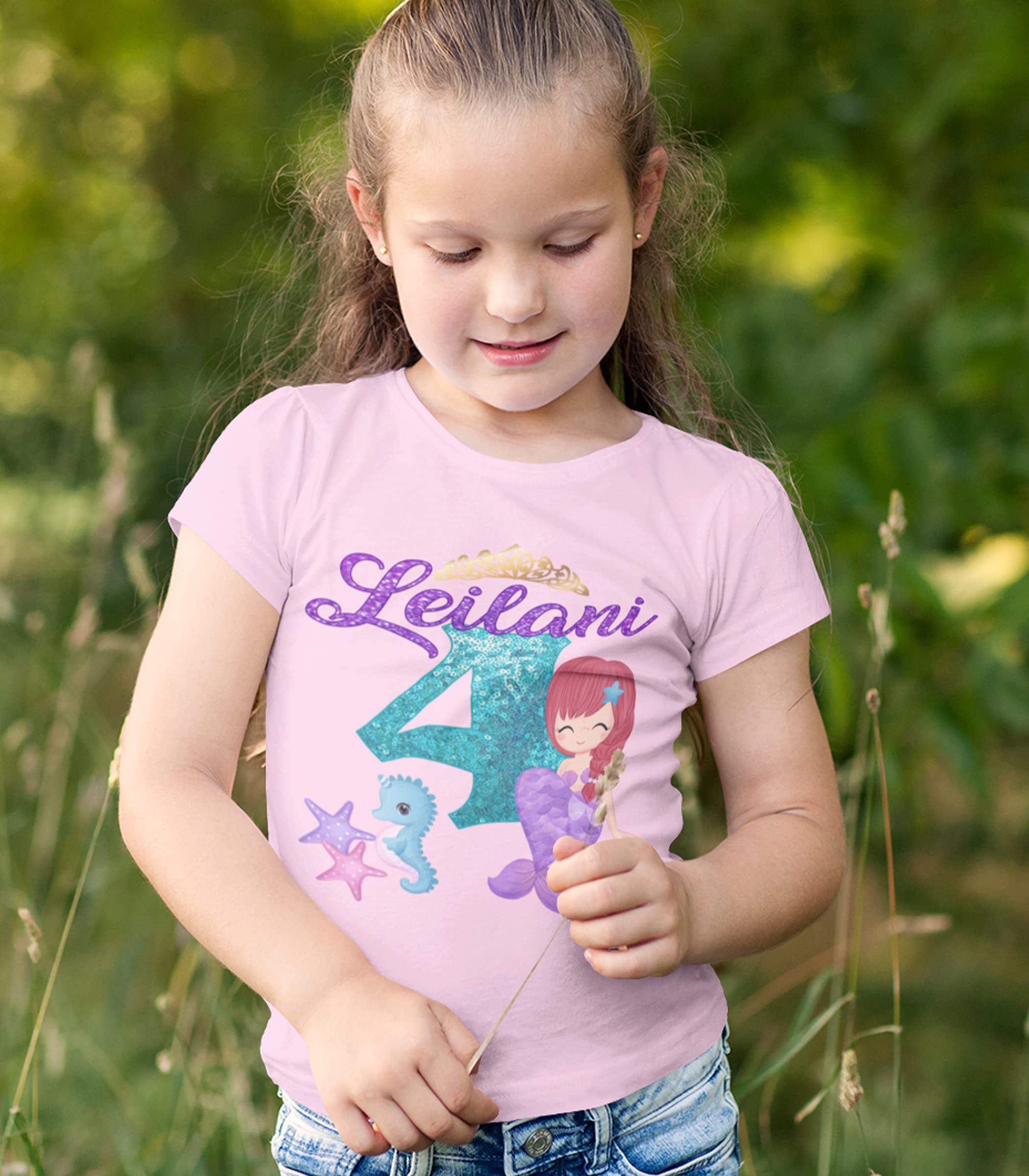 Mermaid Birthday Shirt for Girls - Little Mermaid & Unicorn Themed Cute Birthday Outfit (Size 5T, White) | Perfect for Birthday Parties, Dress-Up & Special Occasions