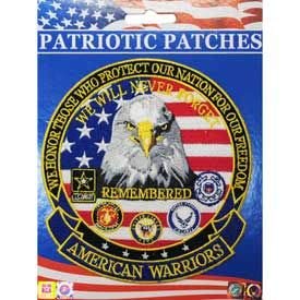 American Warriors Patriotic Embroidered Iron On Patch 5.25