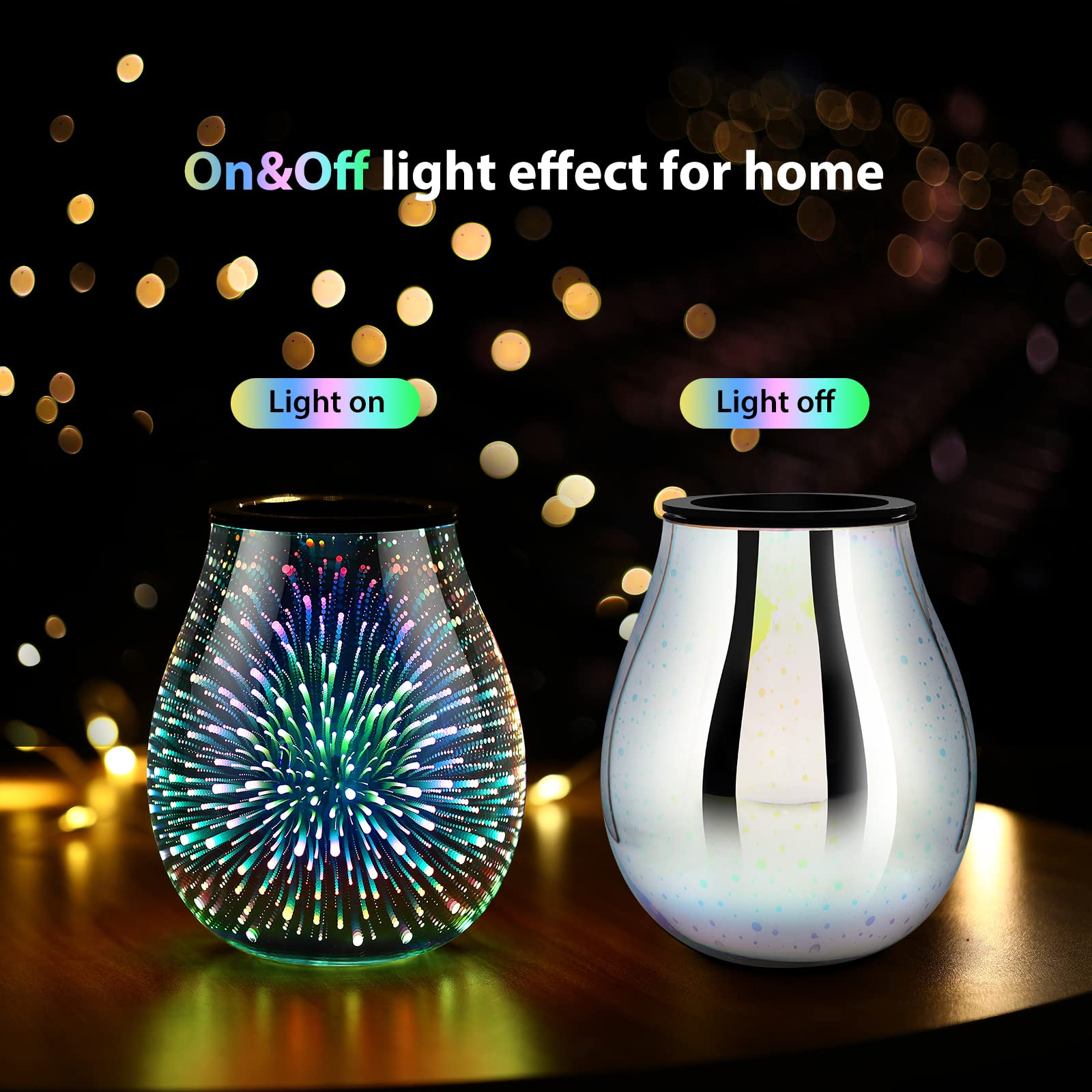 3D Glass Electric Wax Melt Warmer with PTC Heating & 7-Color LED Lights - Reusable Silicone Tray, Aromatherapy Oil Diffuser for Home, Office, Bedroom, Spa - Perfect for Relaxation, Mood Lighting & Fragrance Therapy
