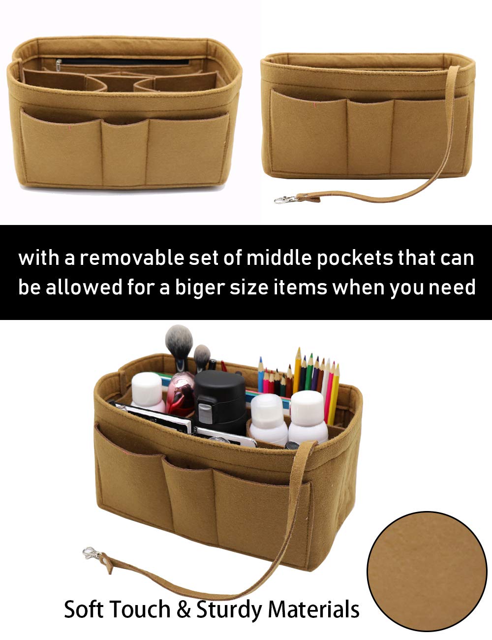 LEXSION Felt Insert Bag Organizer - Purse Organizer for Handbags - Fits Speedy & Neverfull Bags - Perfect for Travel, Work & Daily Use