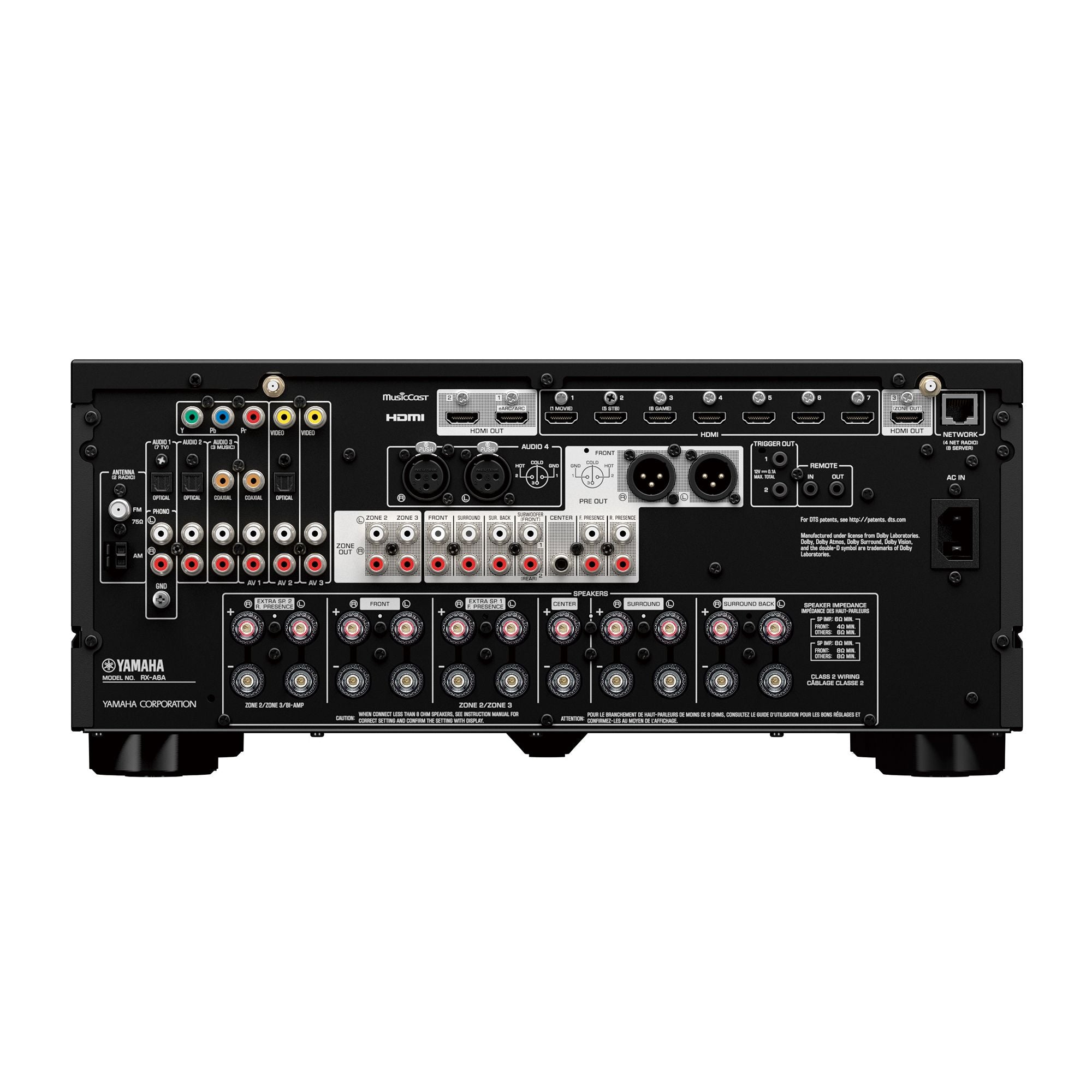 Yamaha RX-A6A 8K AV Receiver - 7.2 Channel Home Theater System with Dolby Atmos, Wi-Fi, Bluetooth, and Alexa Voice Control - Perfect for Movie Nights and Gaming