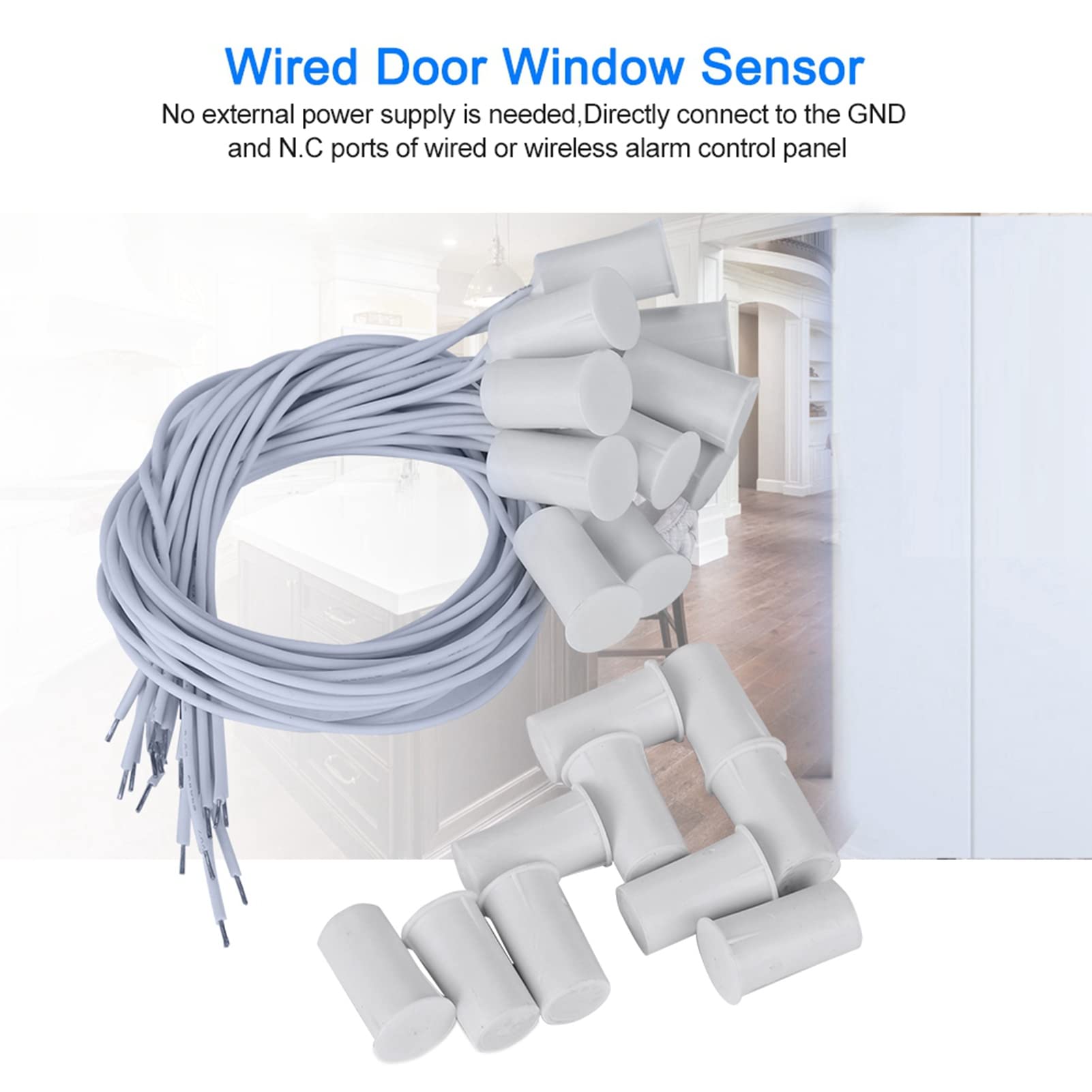10-Pack Wired Door Window Sensor Alarm - Magnetic Security Switch for Home Burglar Alarm System | DIY Home Security, Smart House Protection, Apartment Safety