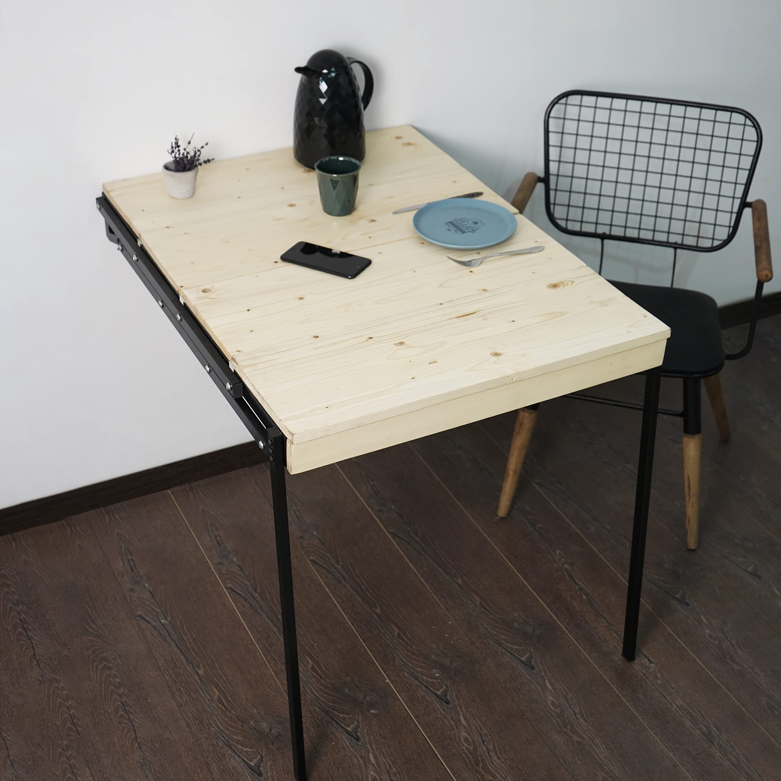 Murphy Folding Table - Space Saving Wall Mounted Dining Table & Multifunctional Desk with Storage Shelf | Perfect for Small Apartments, Tiny Homes & Studio Living