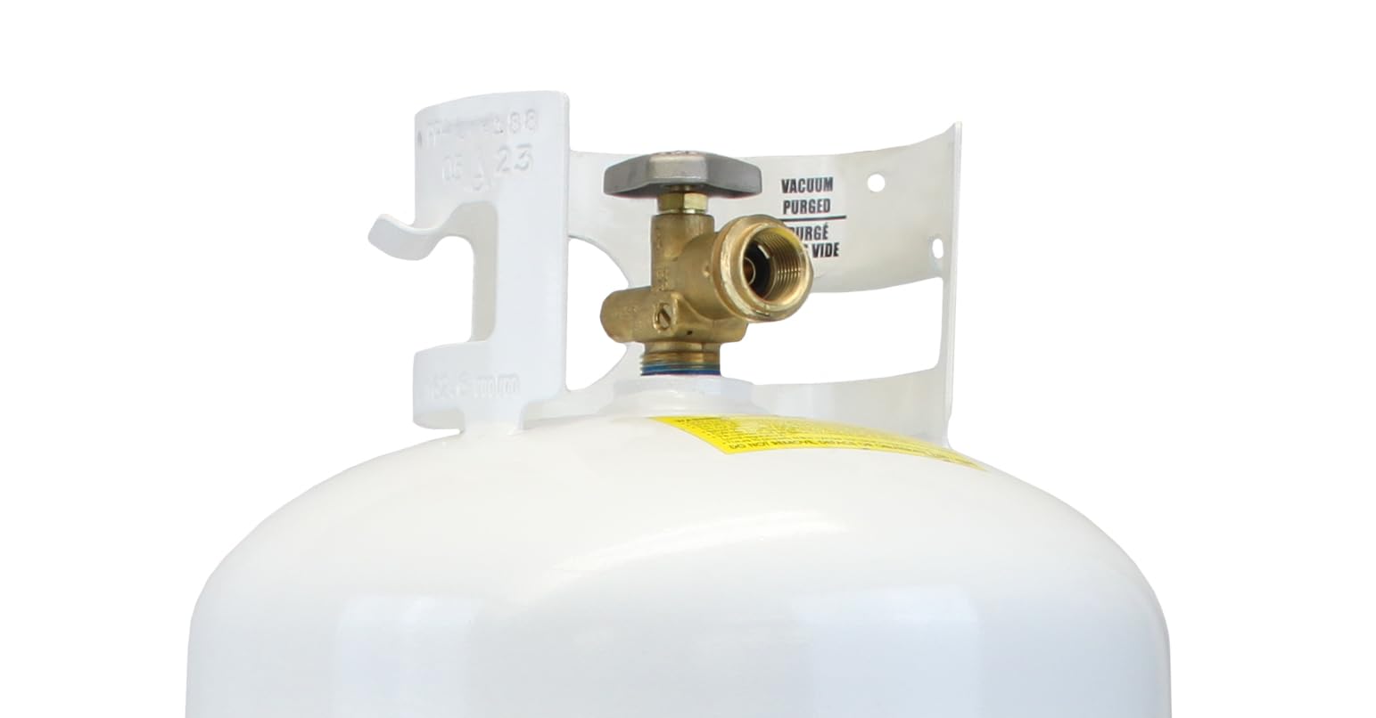 Flame King YSN401 40 LB Steel Propane Tank Cylinder with OPD Valve - White - Perfect for Grilling, RV Travel & Outdoor Camping