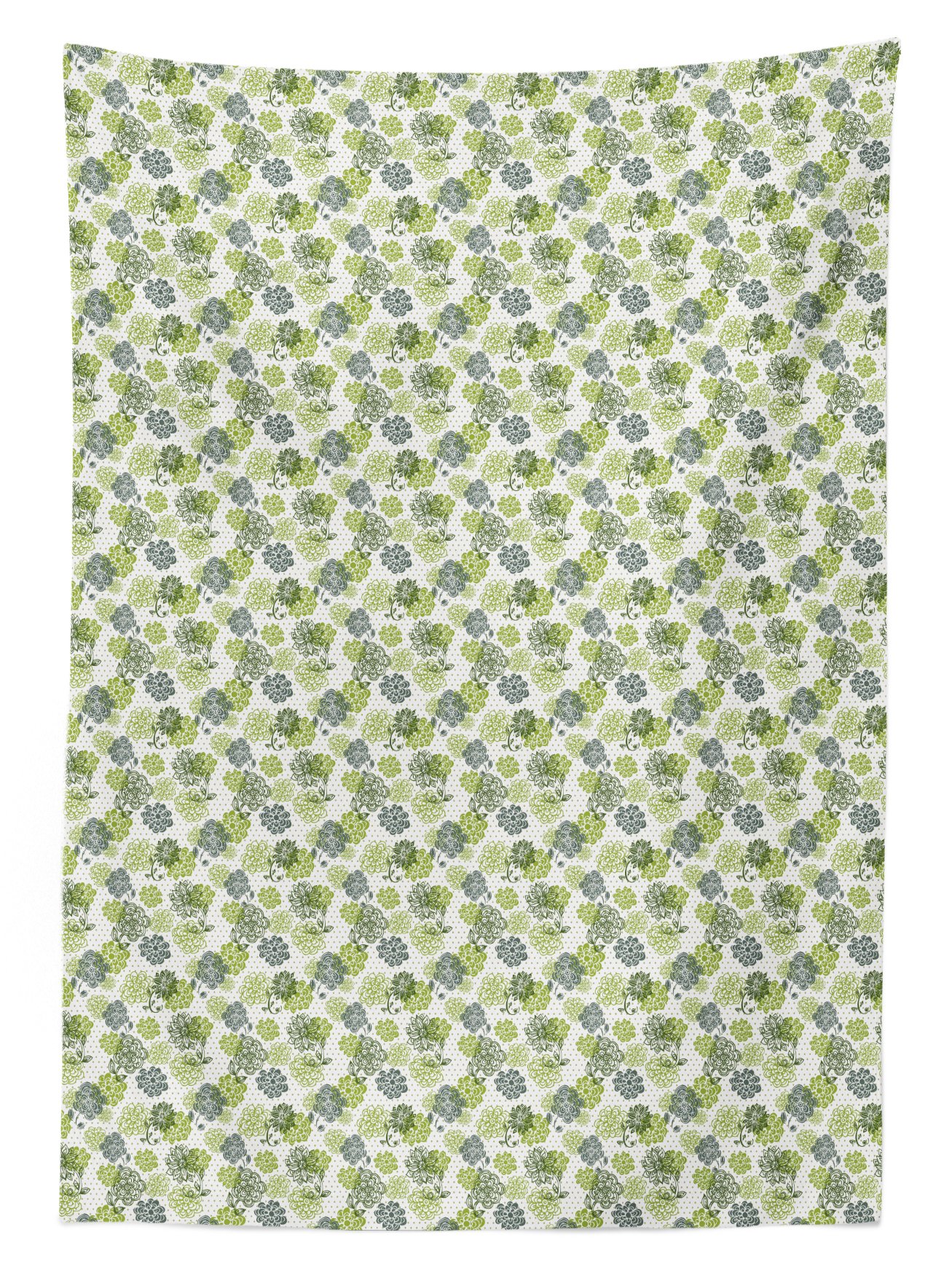 Ambesonne Floral Outdoor Tablecloth - Abstract Blossoms in Green Shades on Polka Dot Retro Background, Washable Picnic Table Cover 58