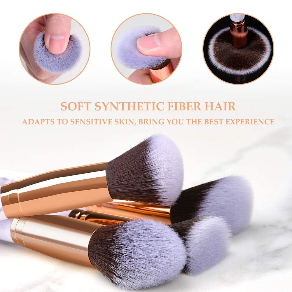 Premium Synthetic Kabuki Brush Set - 10pcs Makeup Brushes & 2 Blender Sponges for Foundation, Powder, Blush & Eyeshadow | Professional Cosmetic Brush Kit for Daily Makeup & Travel