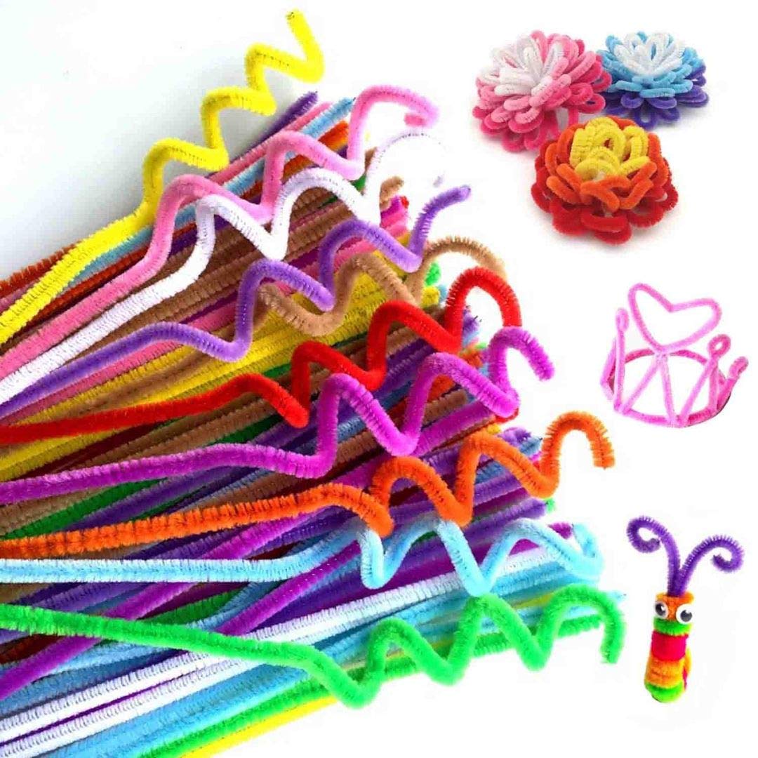 100pcs Pipe Cleaners Chenille Stems for DIY Crafts - 6mmx30cm Christmas Decorations, Glitter Green - Perfect for Holiday Ornaments, Classroom Projects & Kids' Art Supplies