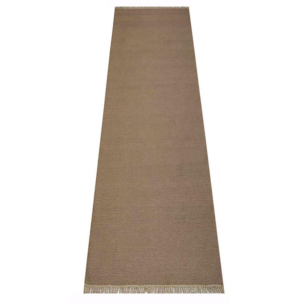 Hand Woven Flat Weave Kilim Wool Eco-Friendly Area Rugs - 3'x13' Runner, Cream Solid Plain Design, Low Pile Handmade Carpet for Living Room, Bedroom, Hallway | Sustainable & Non-Slip Home Decor