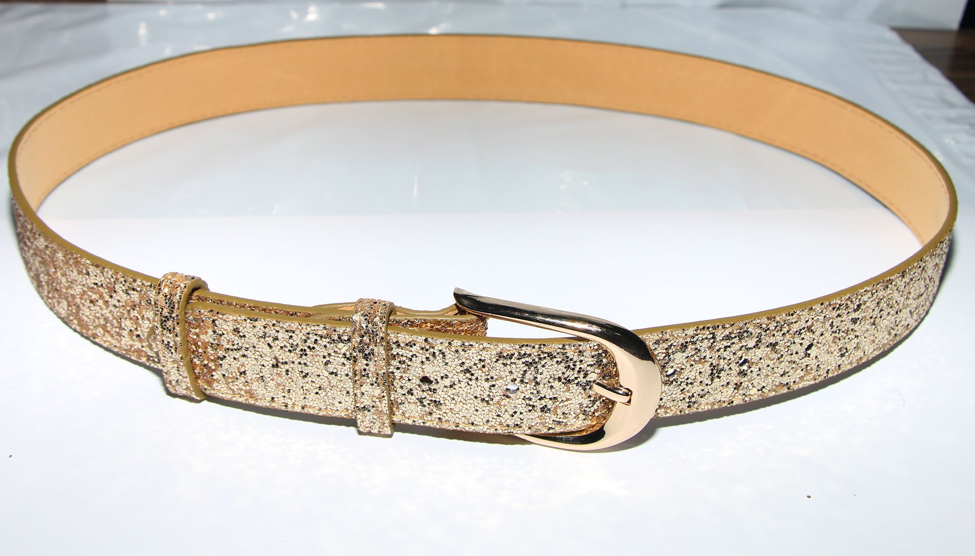 Sequin Studded Women's Leather Belts for Jeans with Gold Buckle - Fashion Waist Belt for Women, Stylish Accessory for Denim, Pants & Dresses | Perfect for Casual Outfits, Parties & Special Occasions