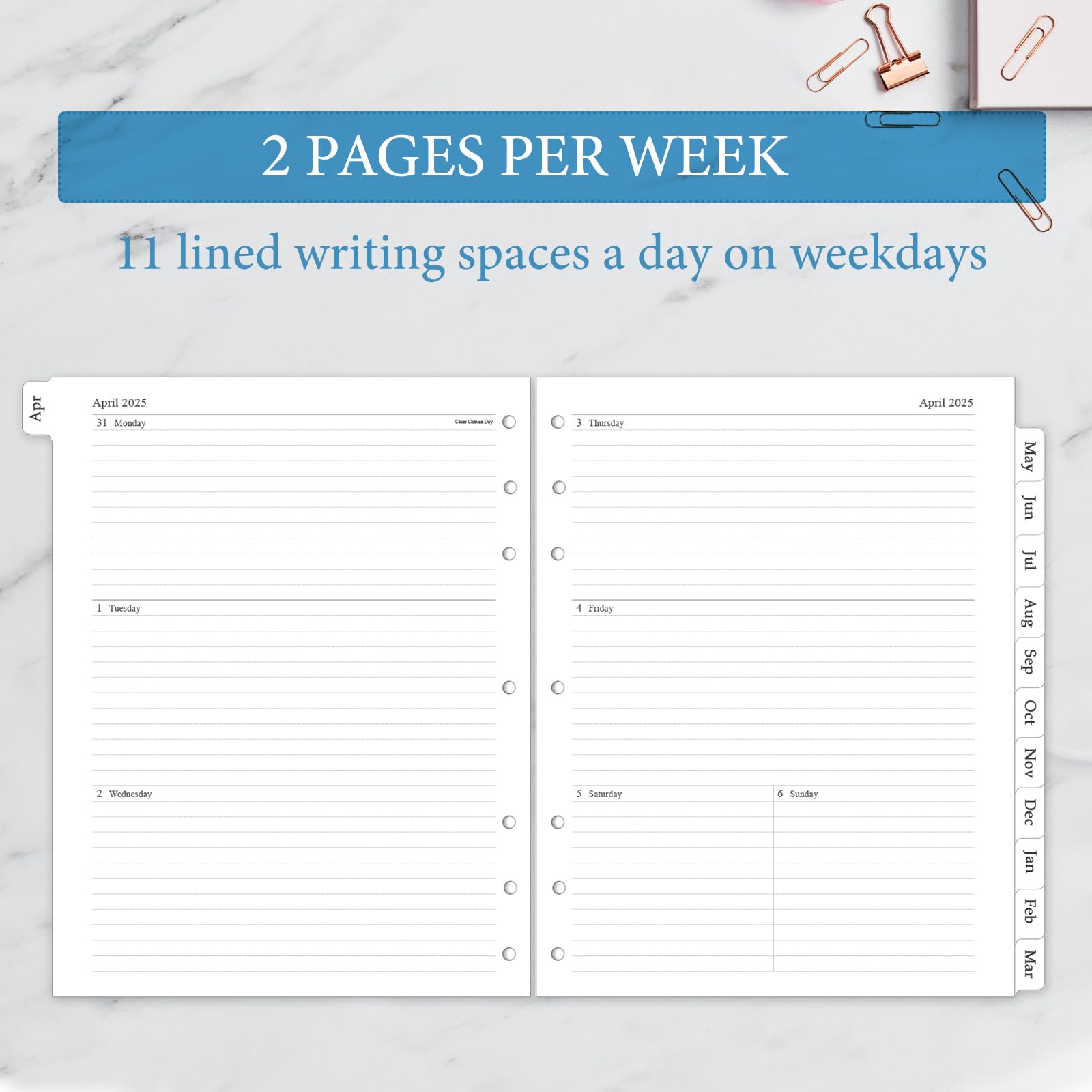 2025-2026 Weekly & Monthly Planner Refill Inserts - 8.5