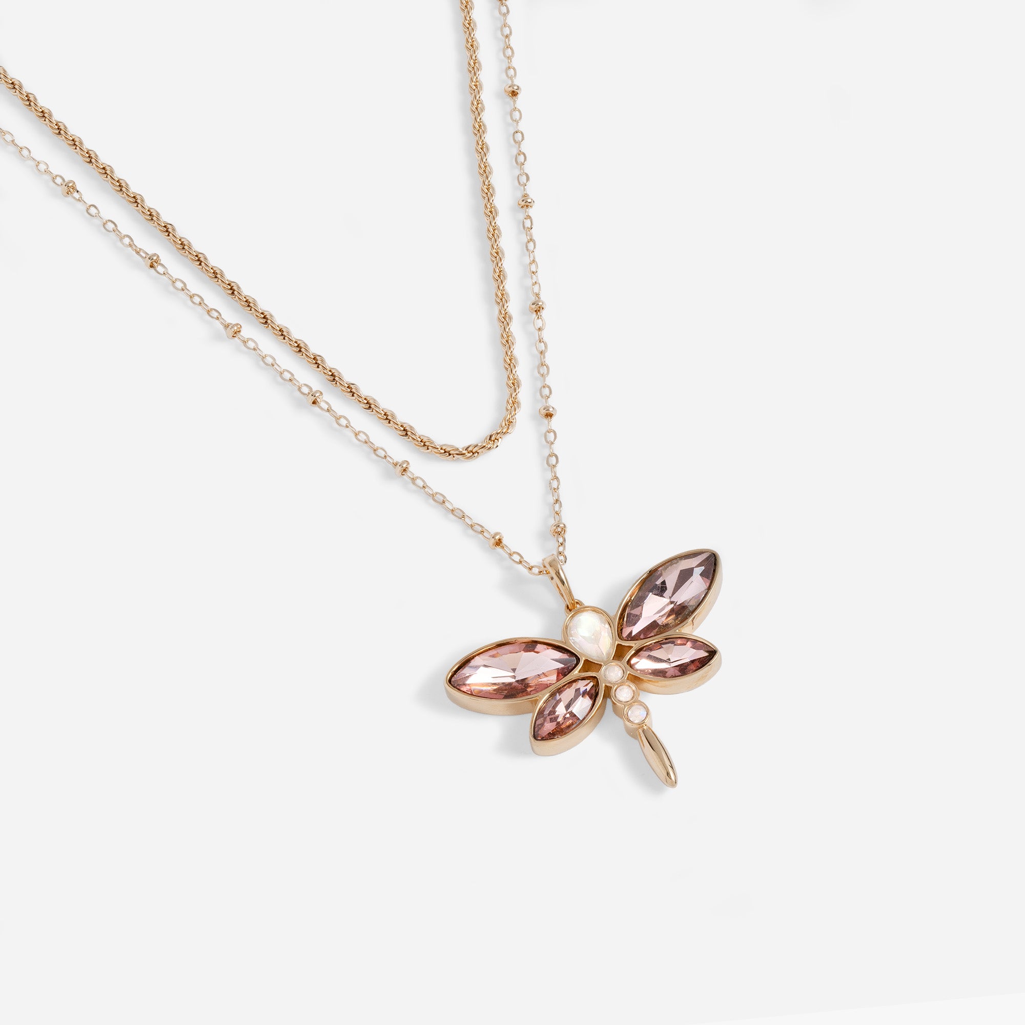 Elegant Crystal Dragonfly Double Layer Pendant Necklace for Women - Perfect for Parties, Weddings & Everyday Wear