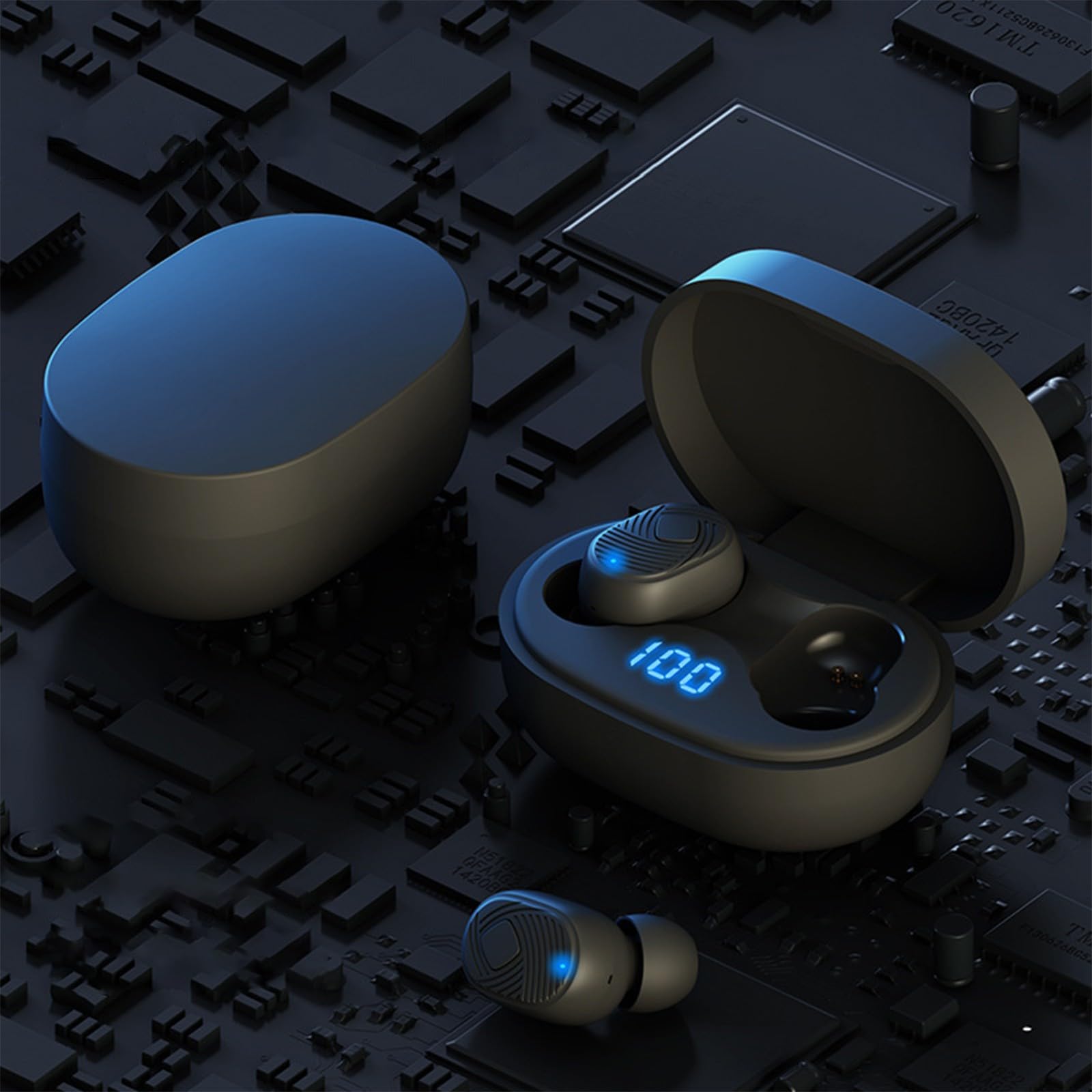 ZZKHGo Bluetooth 5.1 Wireless Earbuds with Noise Cancelling, IPX5 Waterproof, Deep Bass & Built-in Mic for Sports & Workout (Black) - Perfect for Running, Gym & Outdoor Activities