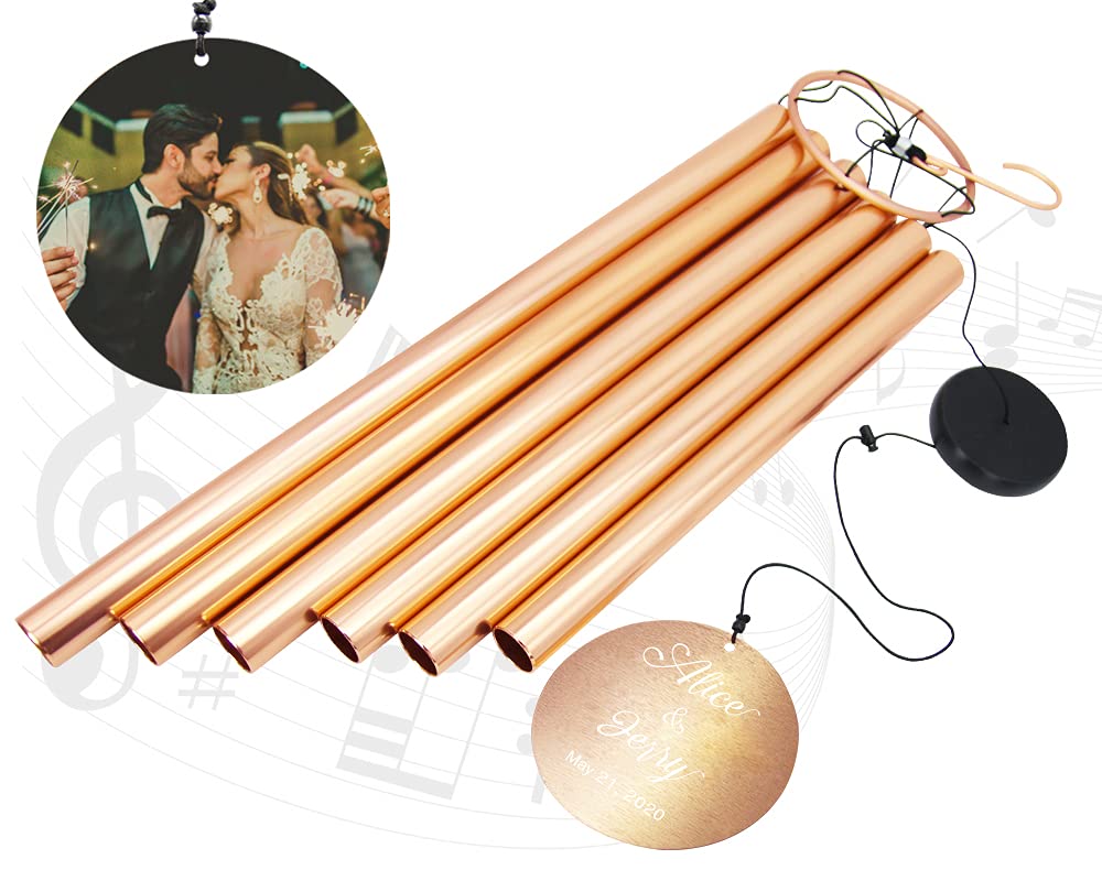 Personalized Anniversary Wind Chimes - Custom Memorial Wind Chime Gift for Wife, Husband, Couples | Unique Housewarming & Wedding Present for Newlyweds | Perfect for Outdoor Garden, Patio & Home Decor
