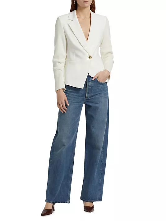 Flora Mixed Media Jacket - Soft White Women's Fashion Outerwear | Perfect for Spring Layering & Casual Outfits